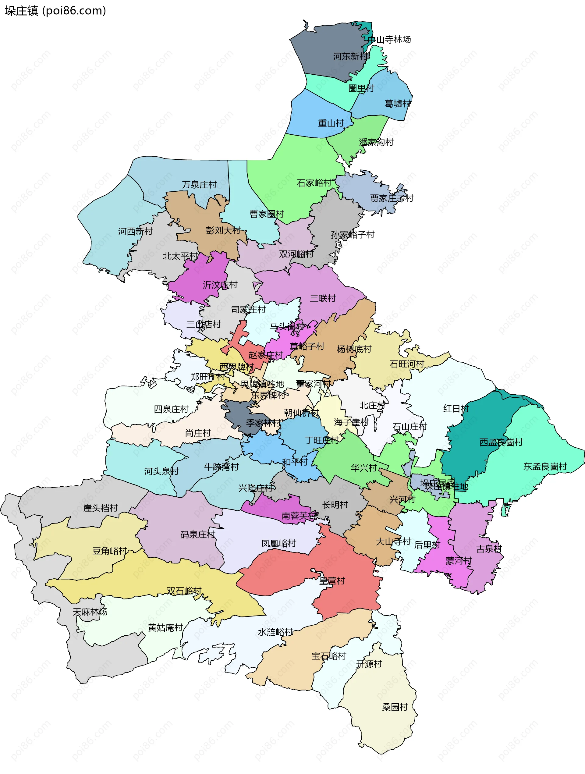 垛庄镇边界地图(五级行政区划)