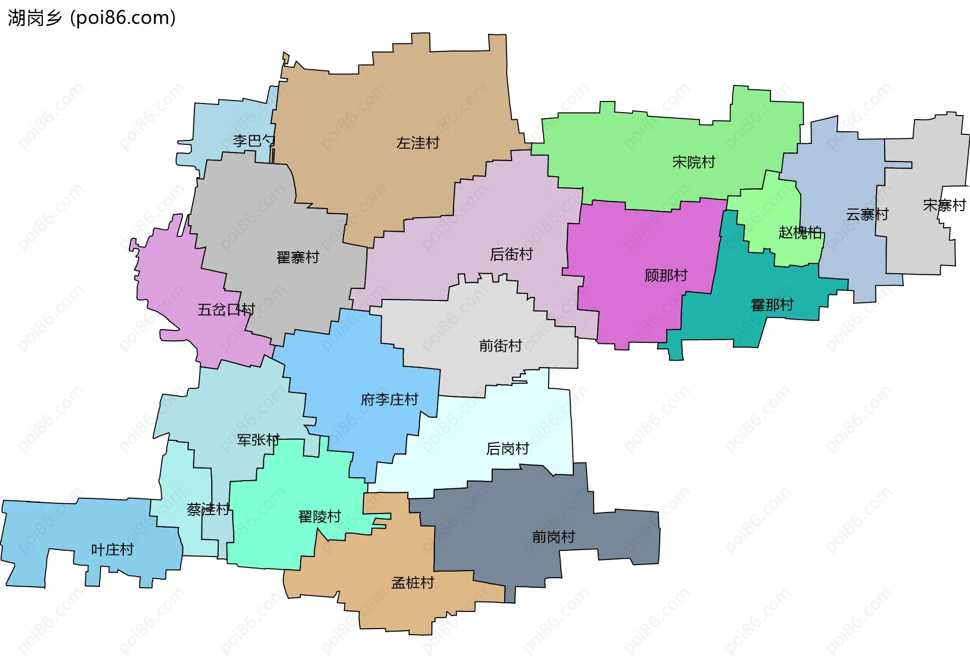 湖岗乡边界地图(五级行政区划)