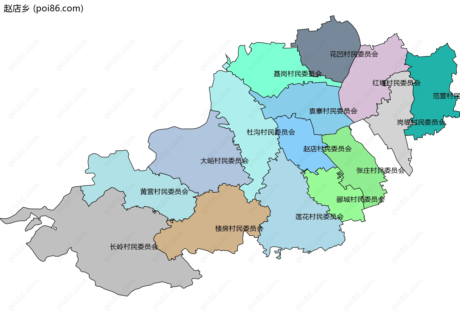 赵店乡边界地图(五级行政区划)