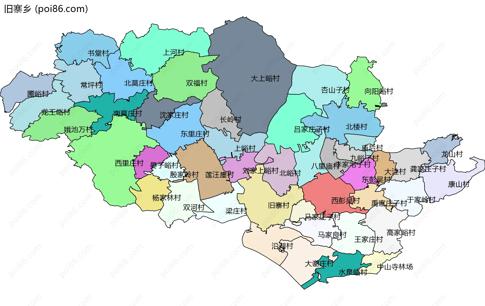 旧寨乡边界地图(五级行政区划)