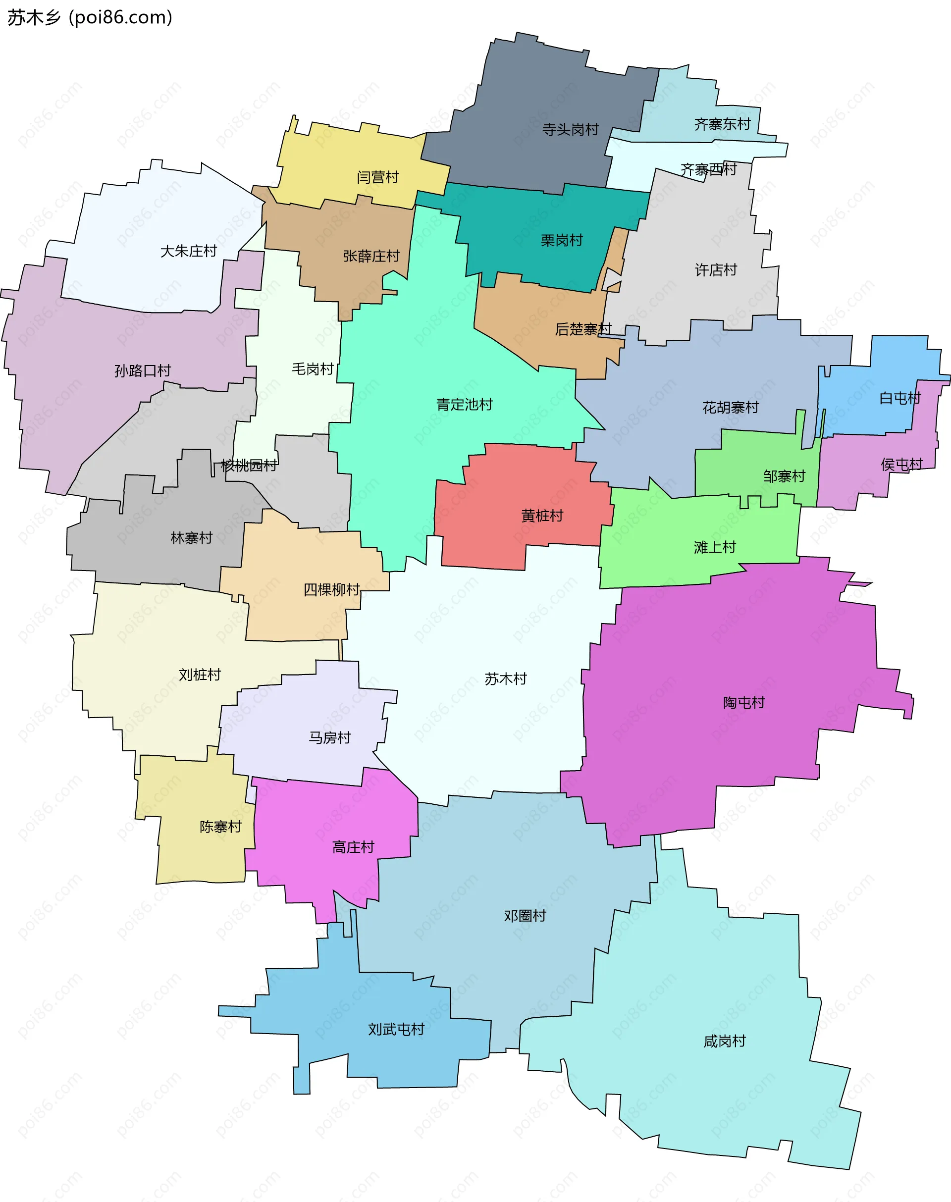 苏木乡边界地图(五级行政区划)