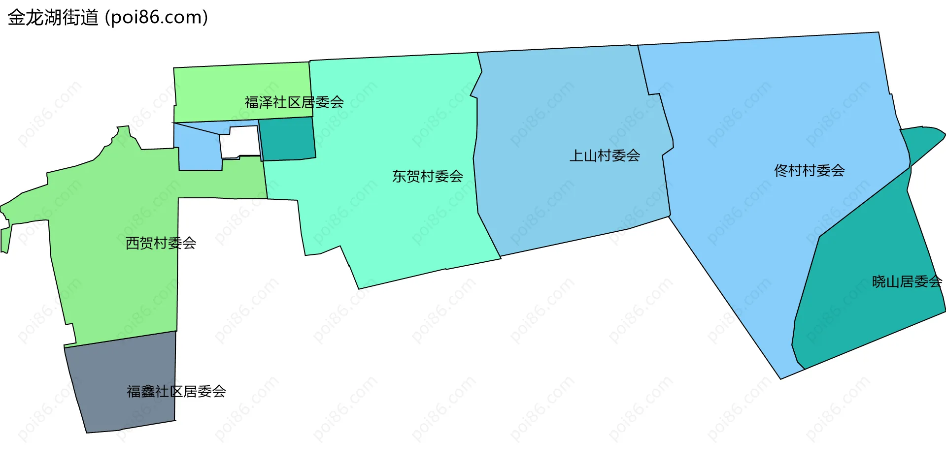金龙湖街道边界地图(五级行政区划)