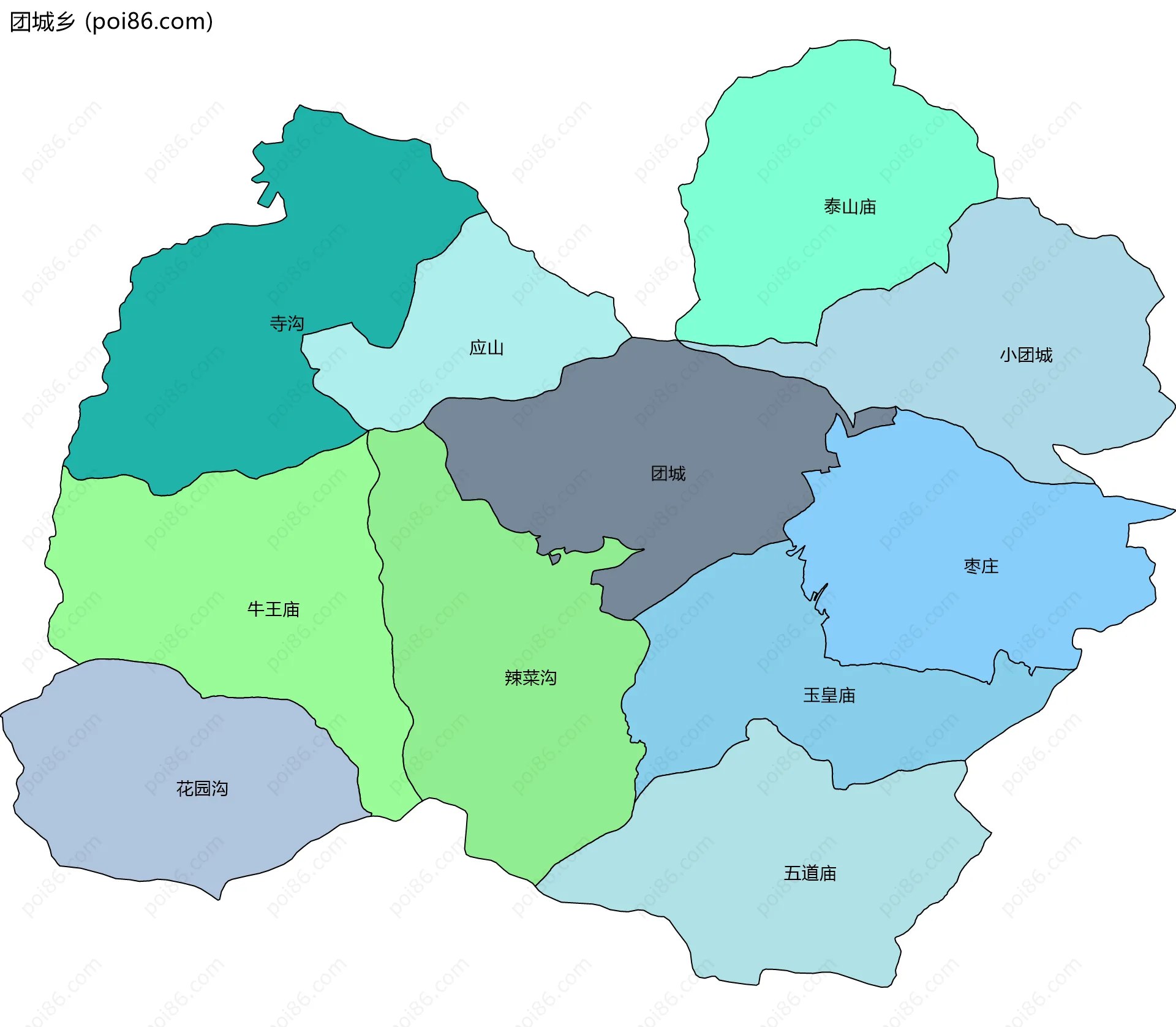团城乡边界地图(五级行政区划)