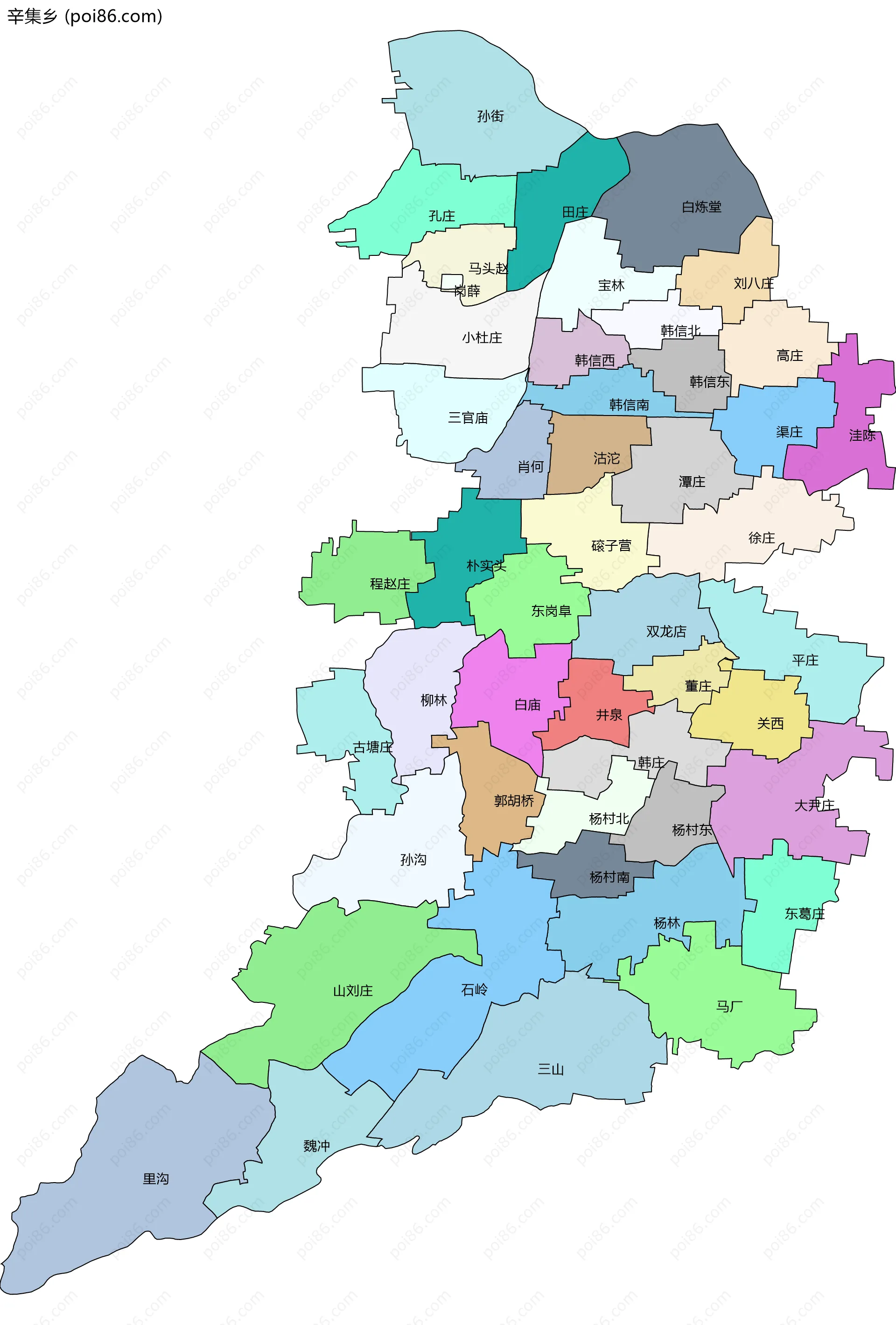 辛集乡边界地图(五级行政区划)