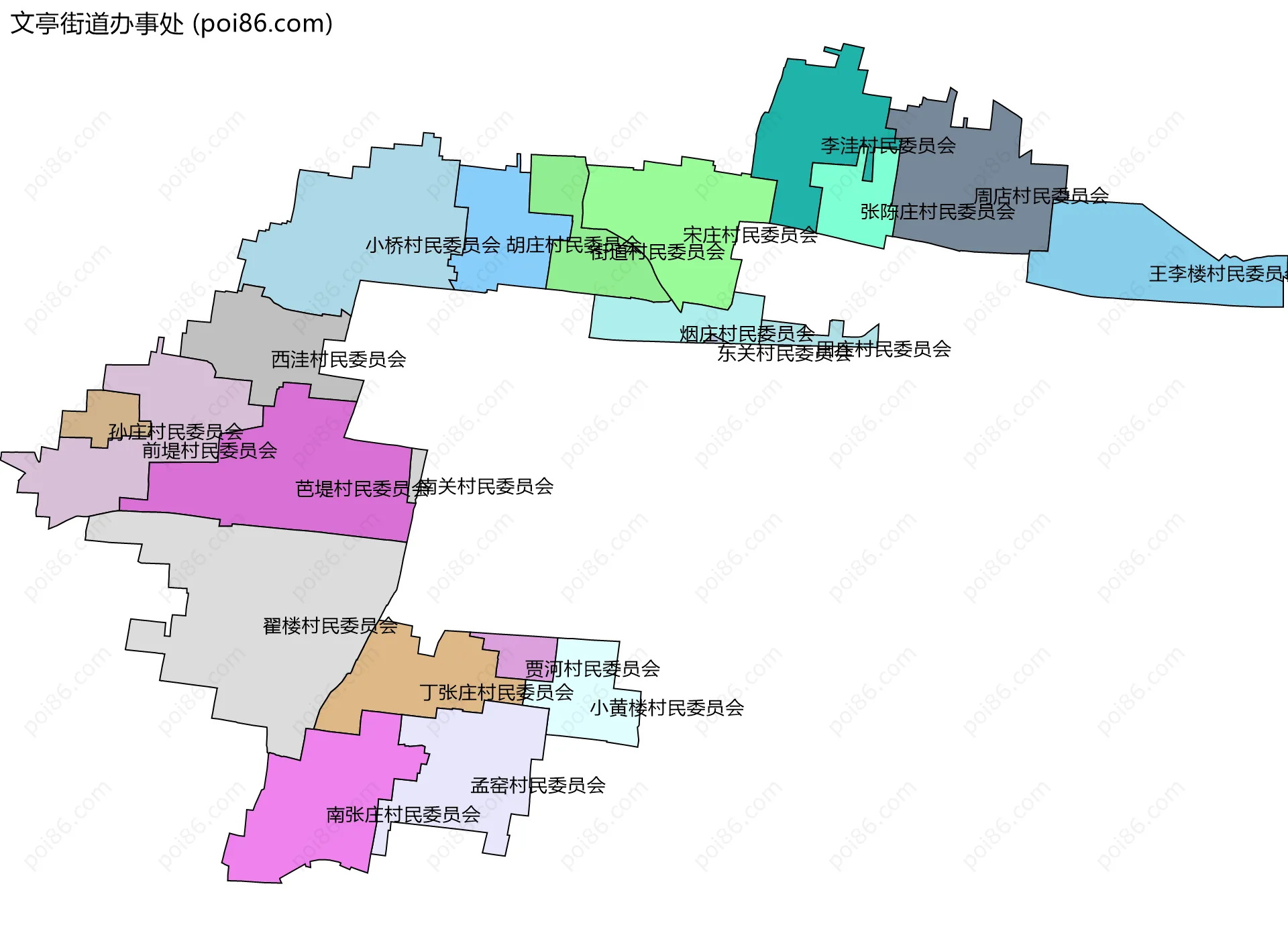 文亭街道办事处边界地图(五级行政区划)