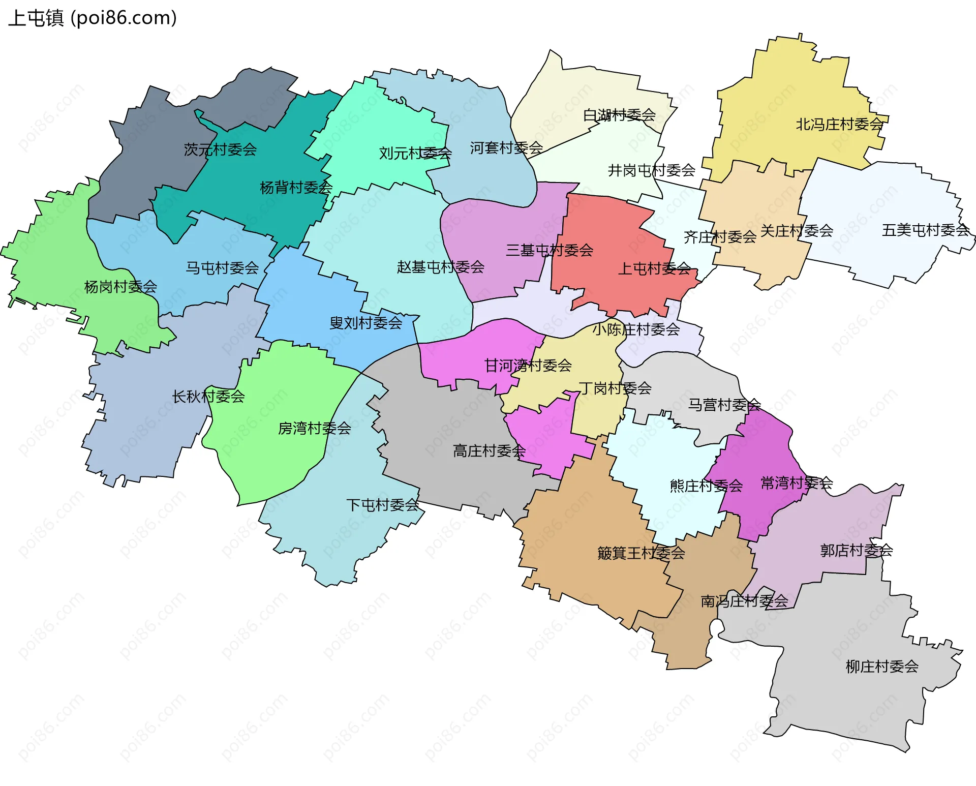 上屯镇边界地图(五级行政区划)