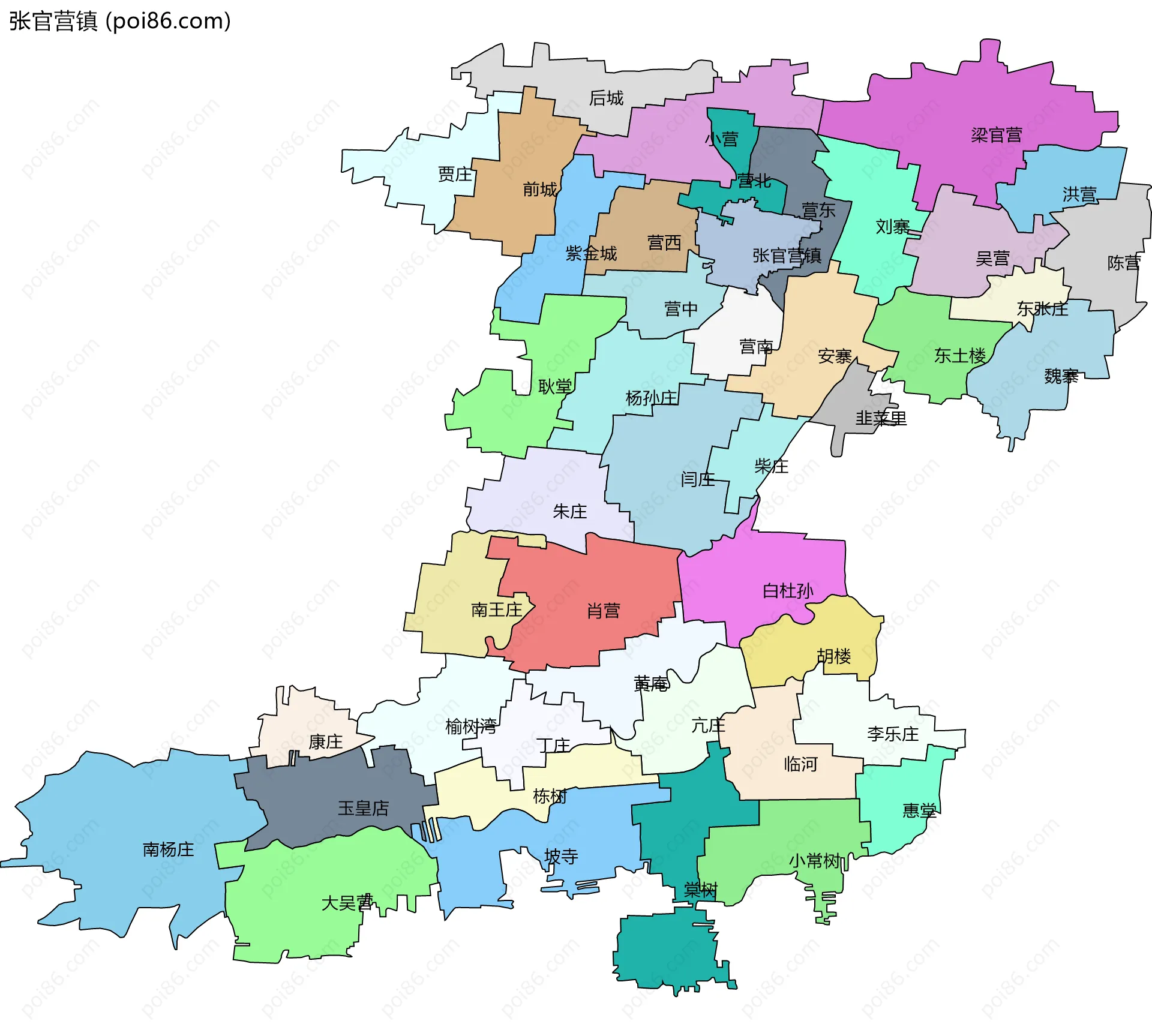 张官营镇边界地图(五级行政区划)