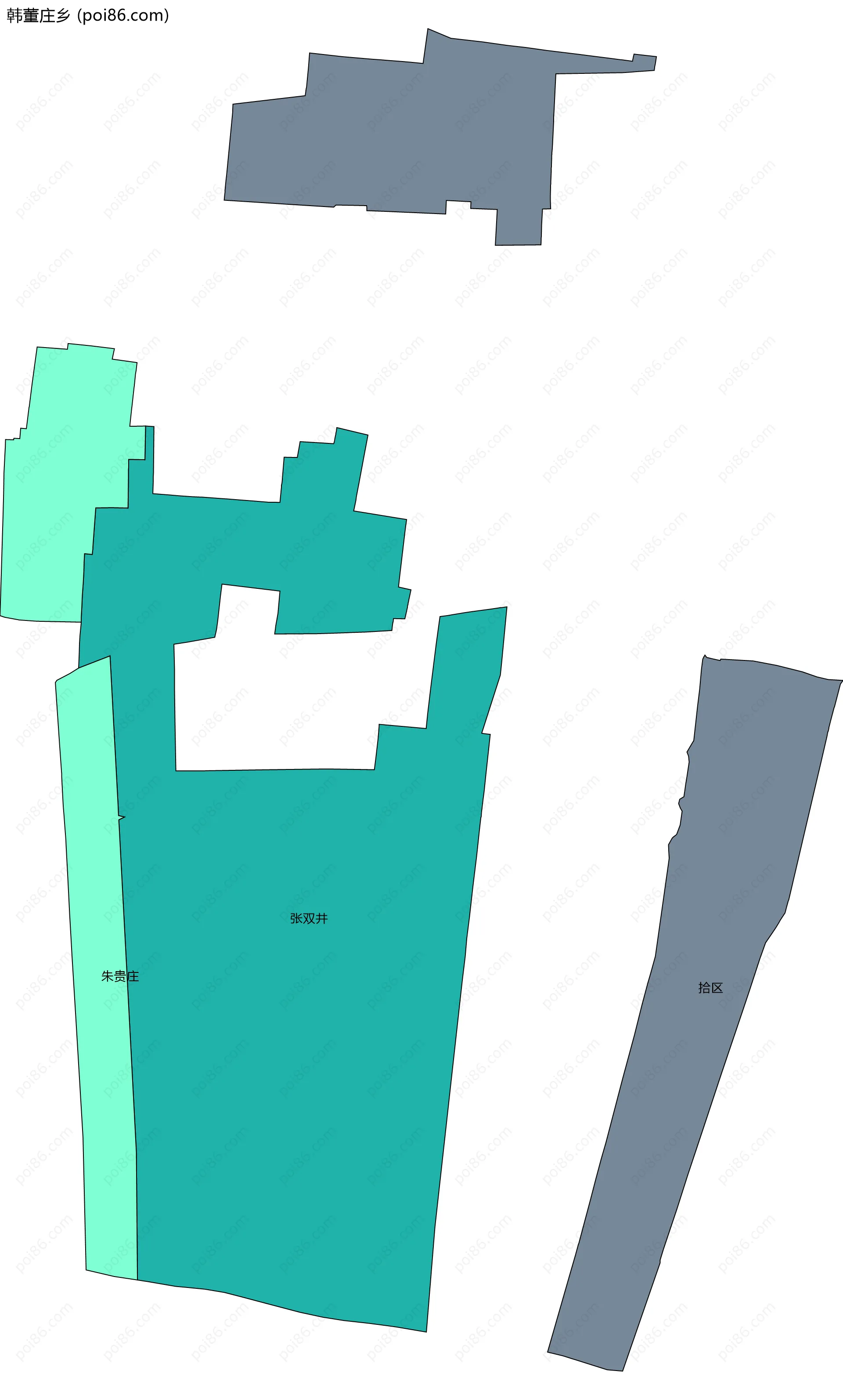 韩董庄乡边界地图(五级行政区划)