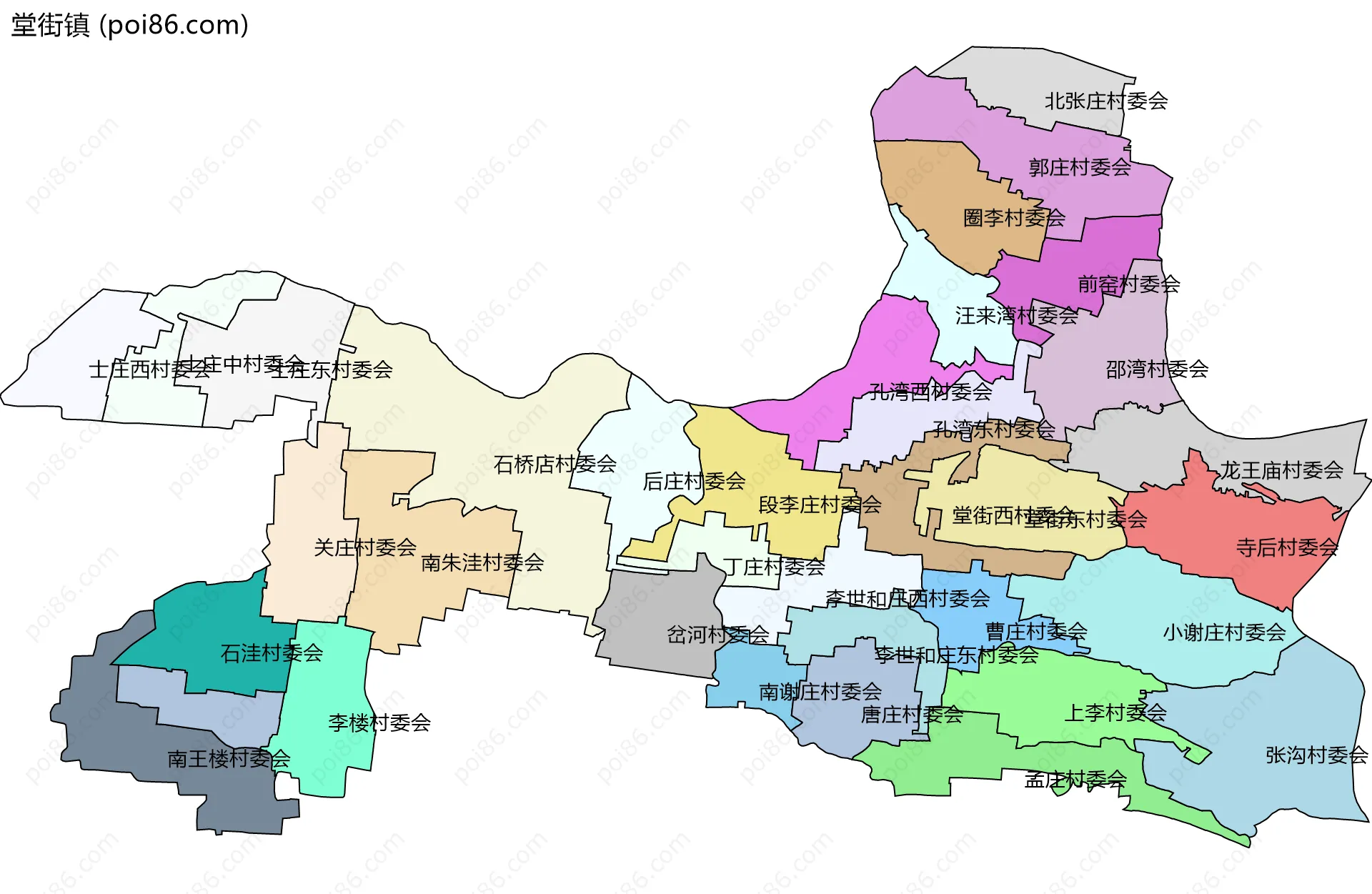 堂街镇边界地图(五级行政区划)