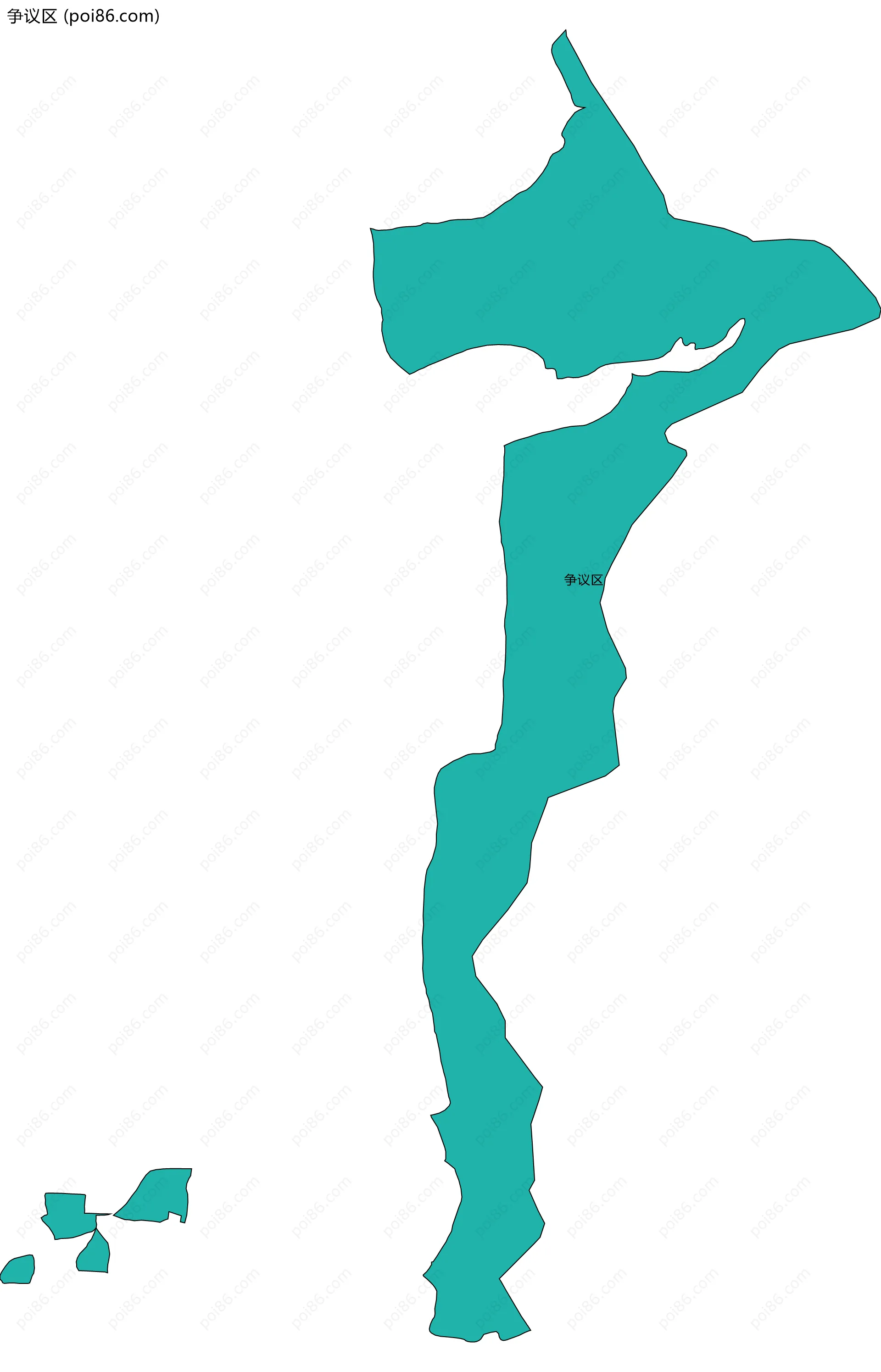 争议区边界地图