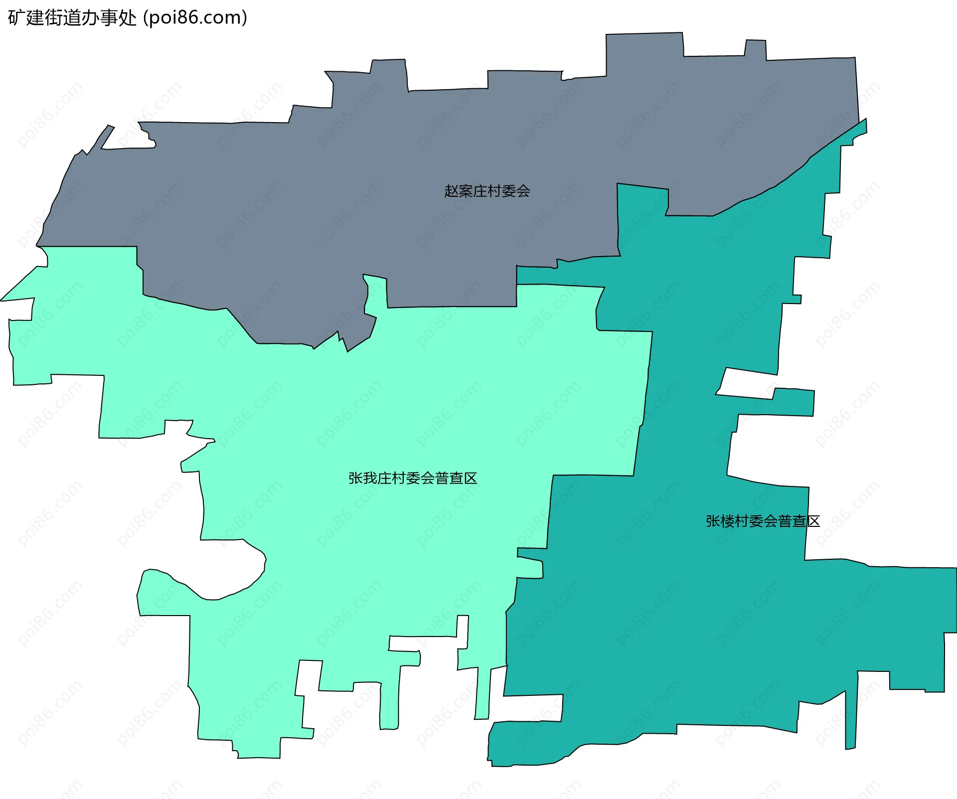 矿建街道办事处边界地图(五级行政区划)