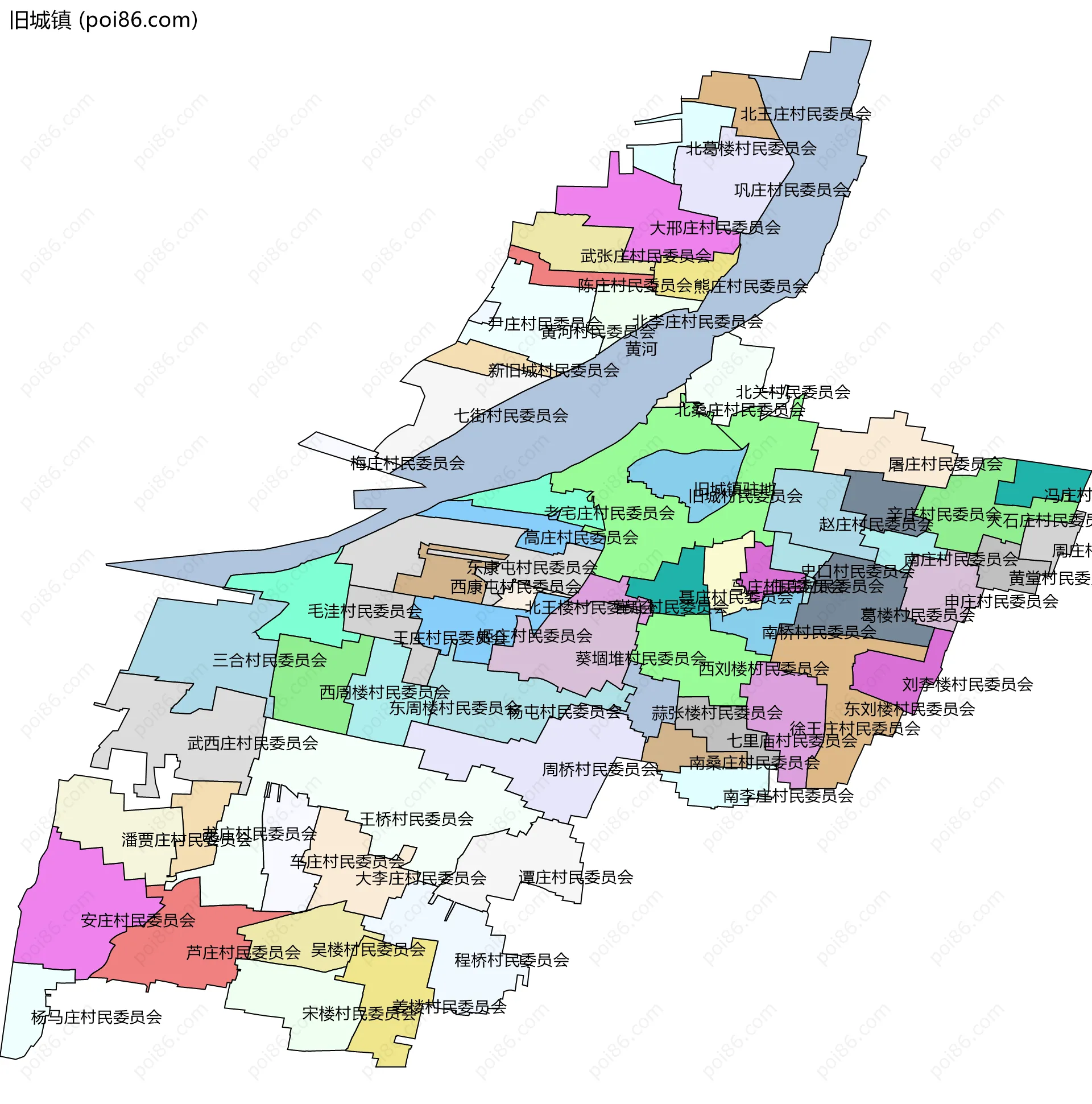 旧城镇边界地图(五级行政区划)