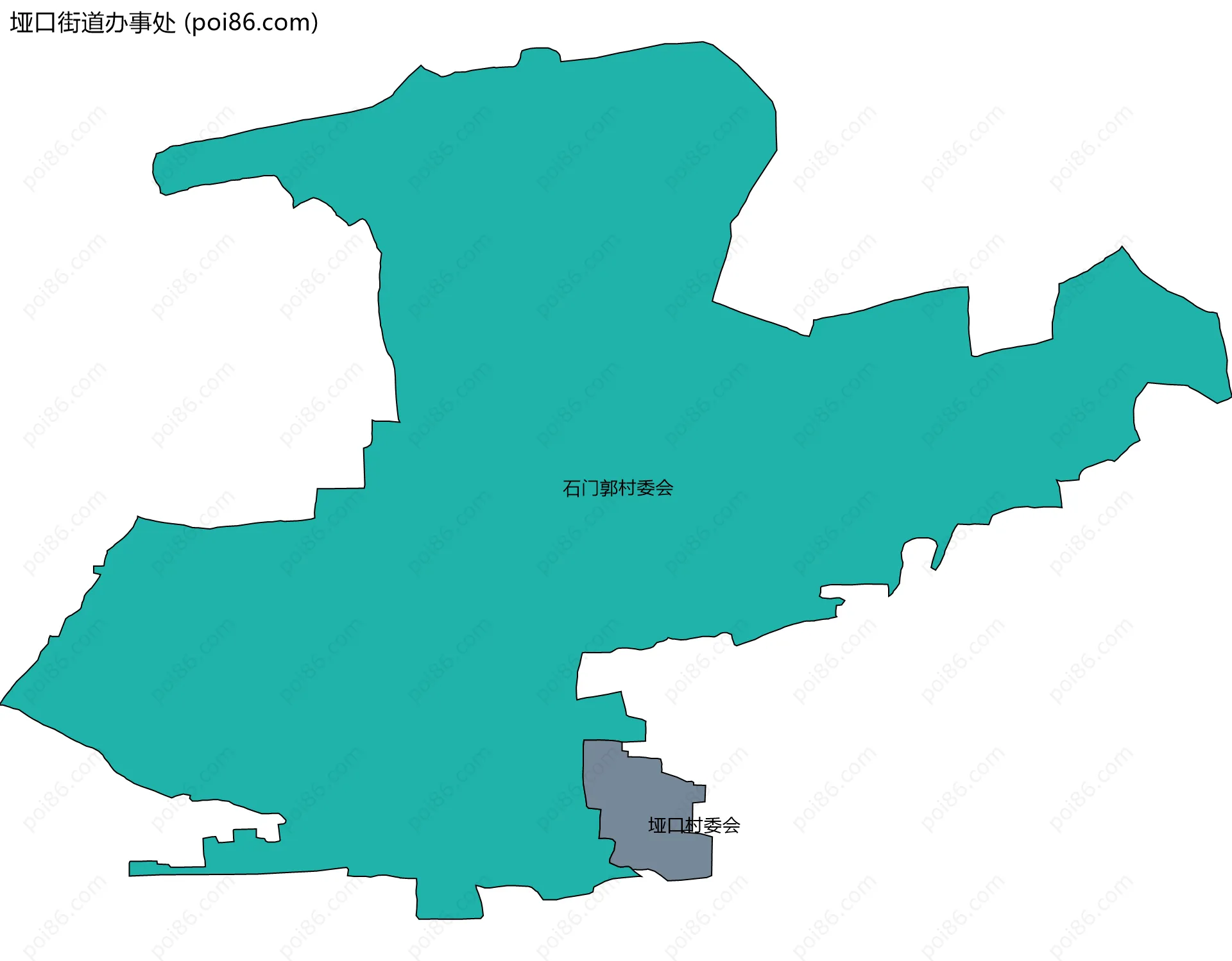 垭口街道办事处边界地图(五级行政区划)