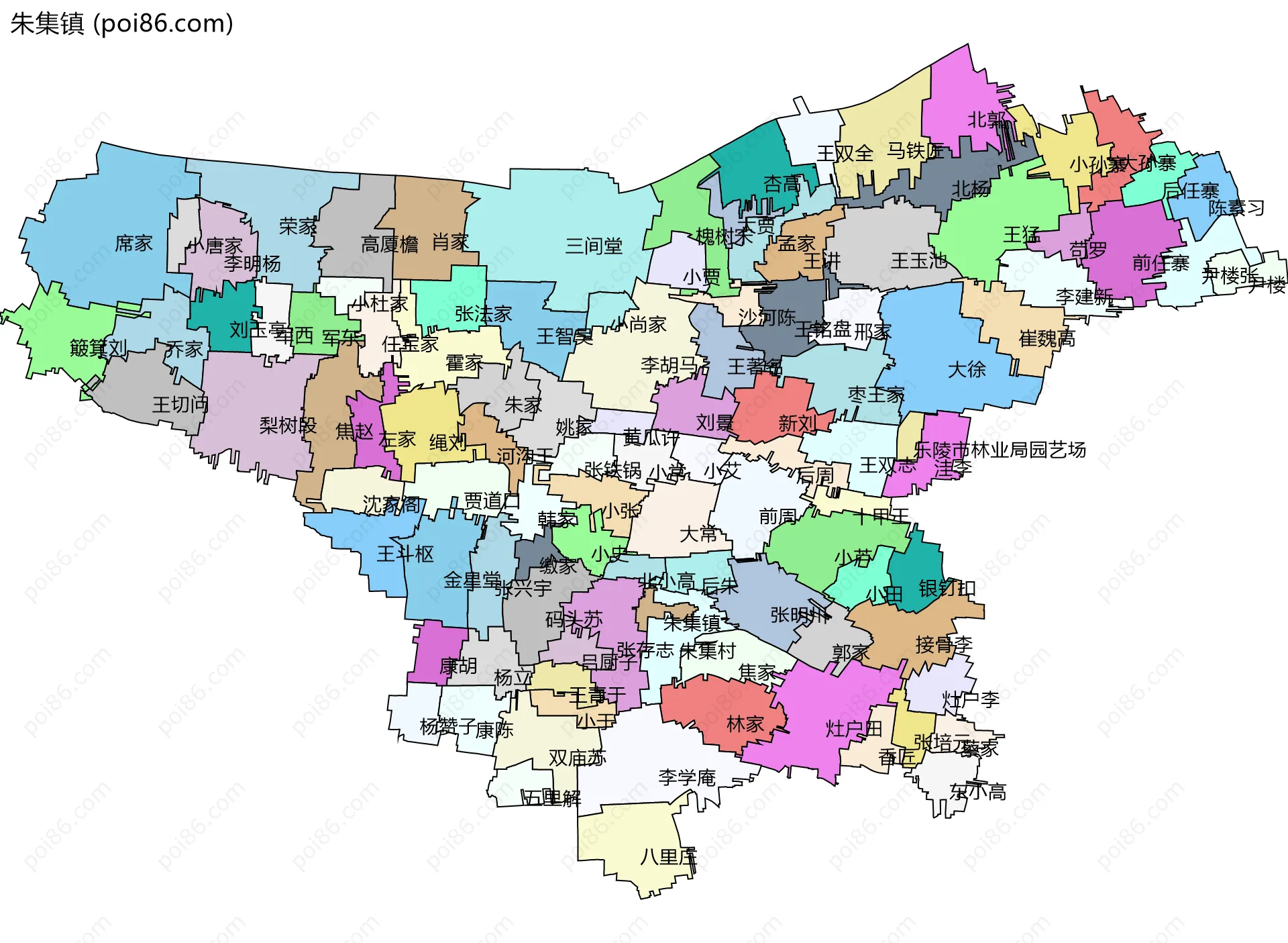 朱集镇边界地图(五级行政区划)