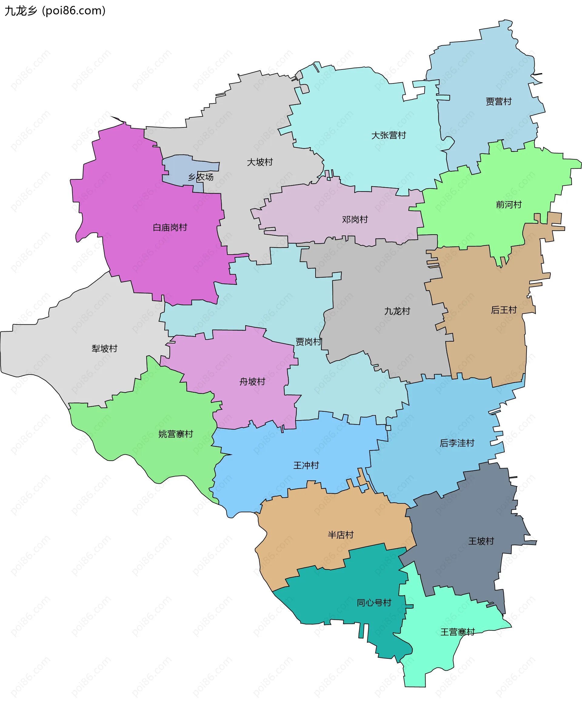 九龙乡边界地图(五级行政区划)