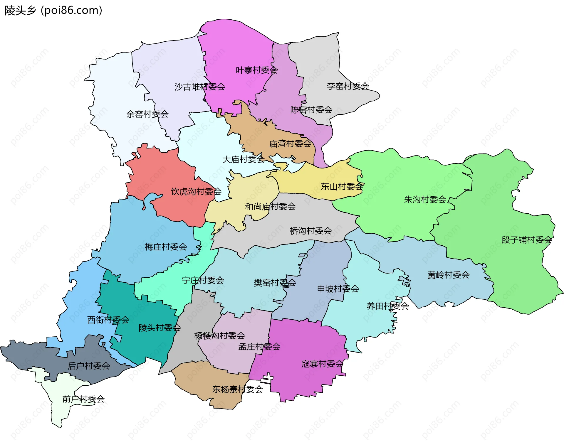 陵头乡边界地图(五级行政区划)