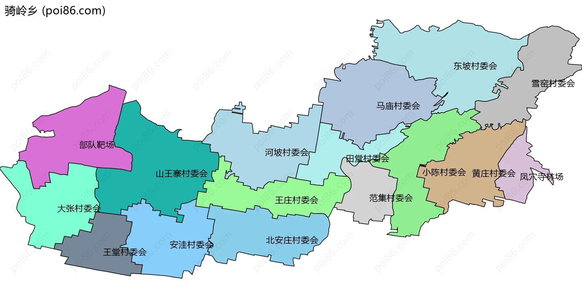 骑岭乡边界地图(五级行政区划)