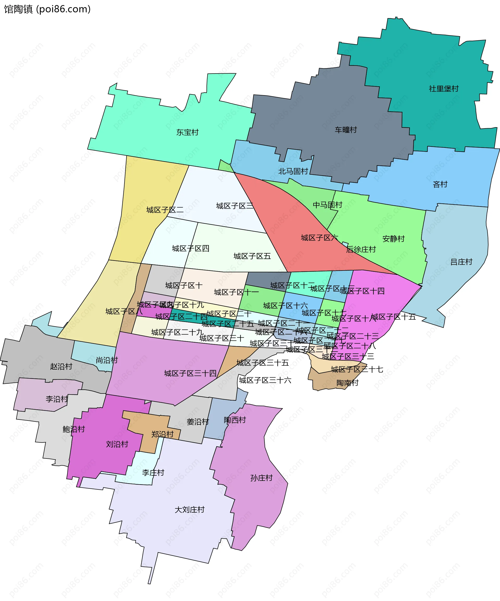 馆陶镇边界地图(五级行政区划)