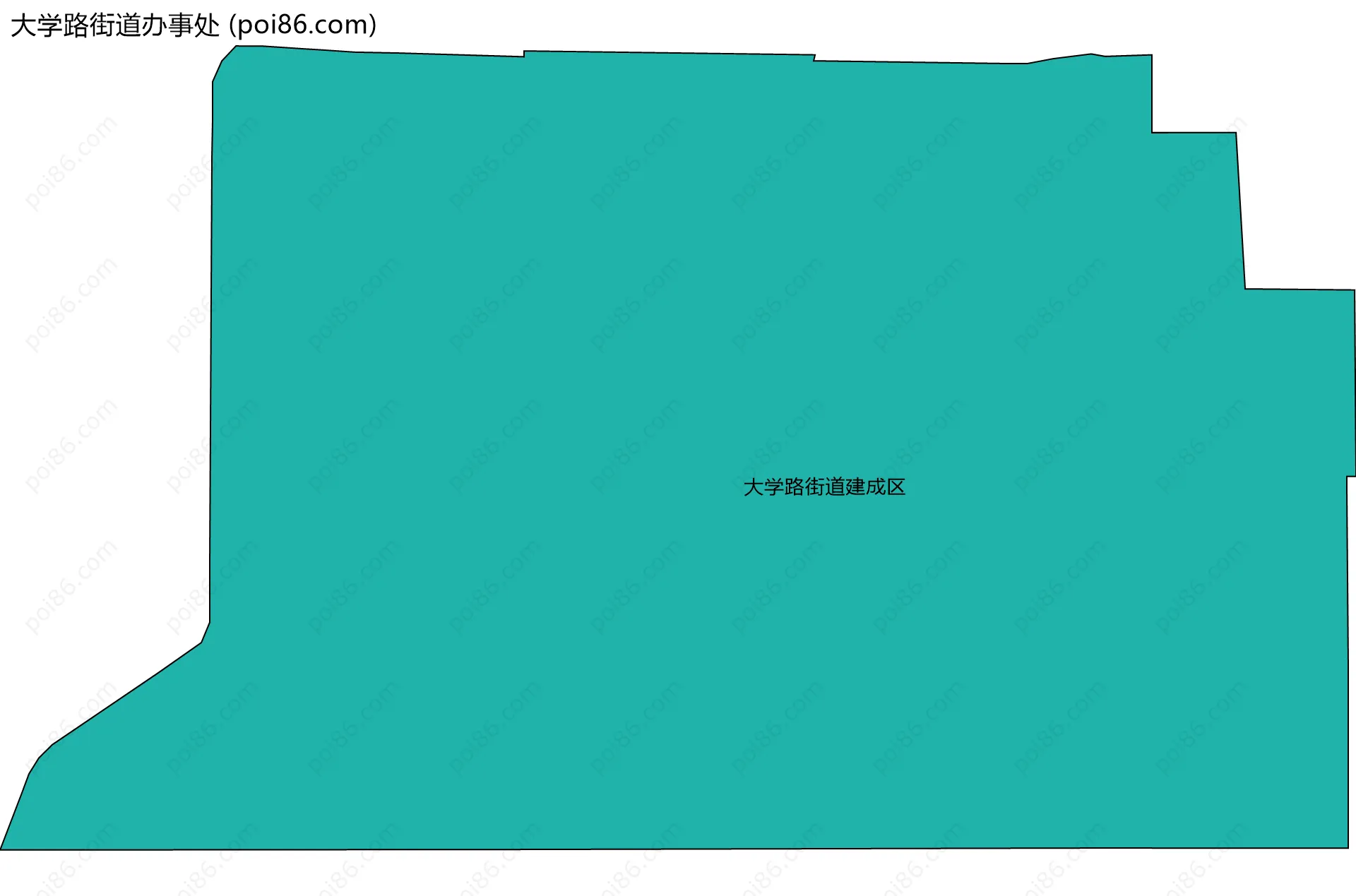大学路街道办事处边界地图(五级行政区划)