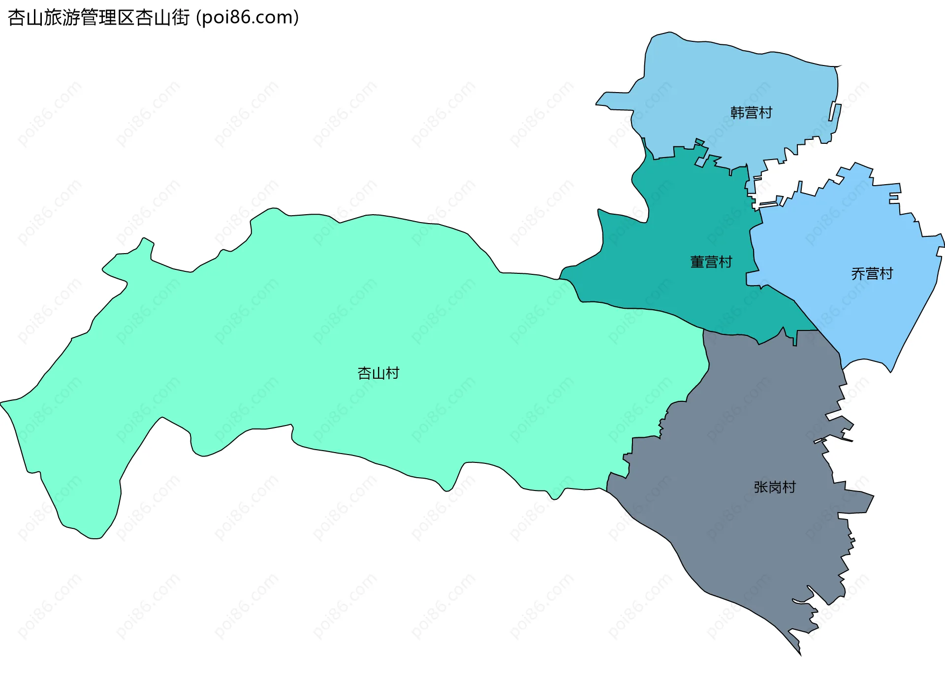 杏山旅游管理区杏山街边界地图(五级行政区划)