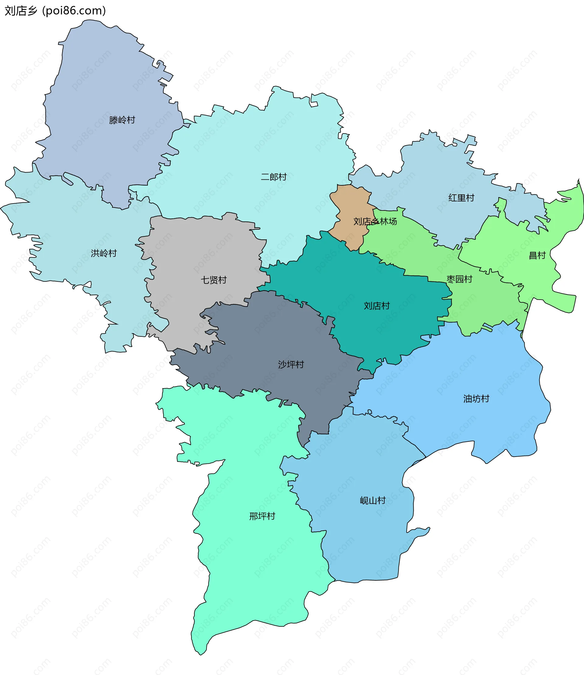 刘店乡边界地图(五级行政区划)