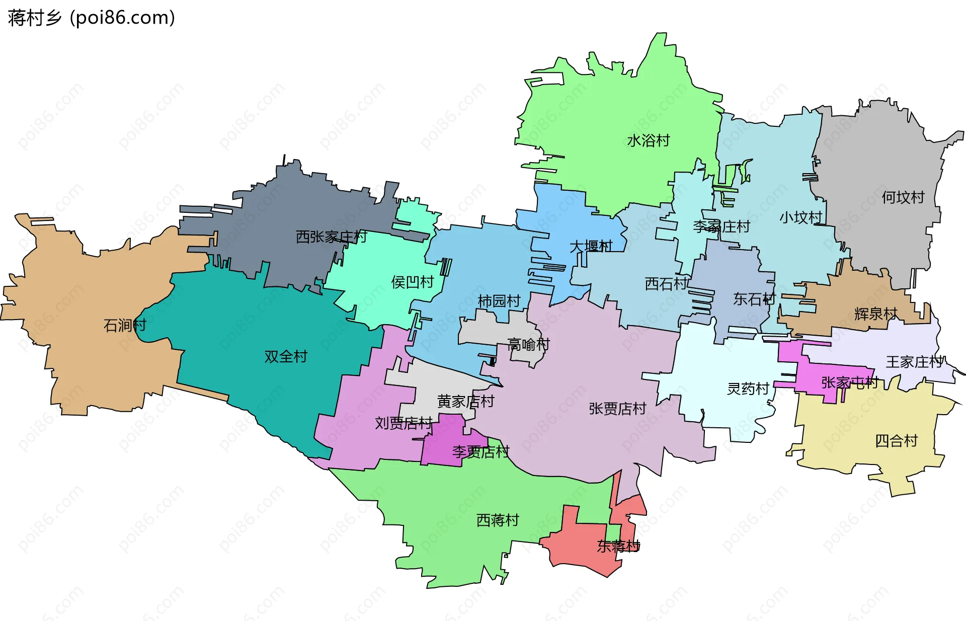 蒋村乡边界地图(五级行政区划)