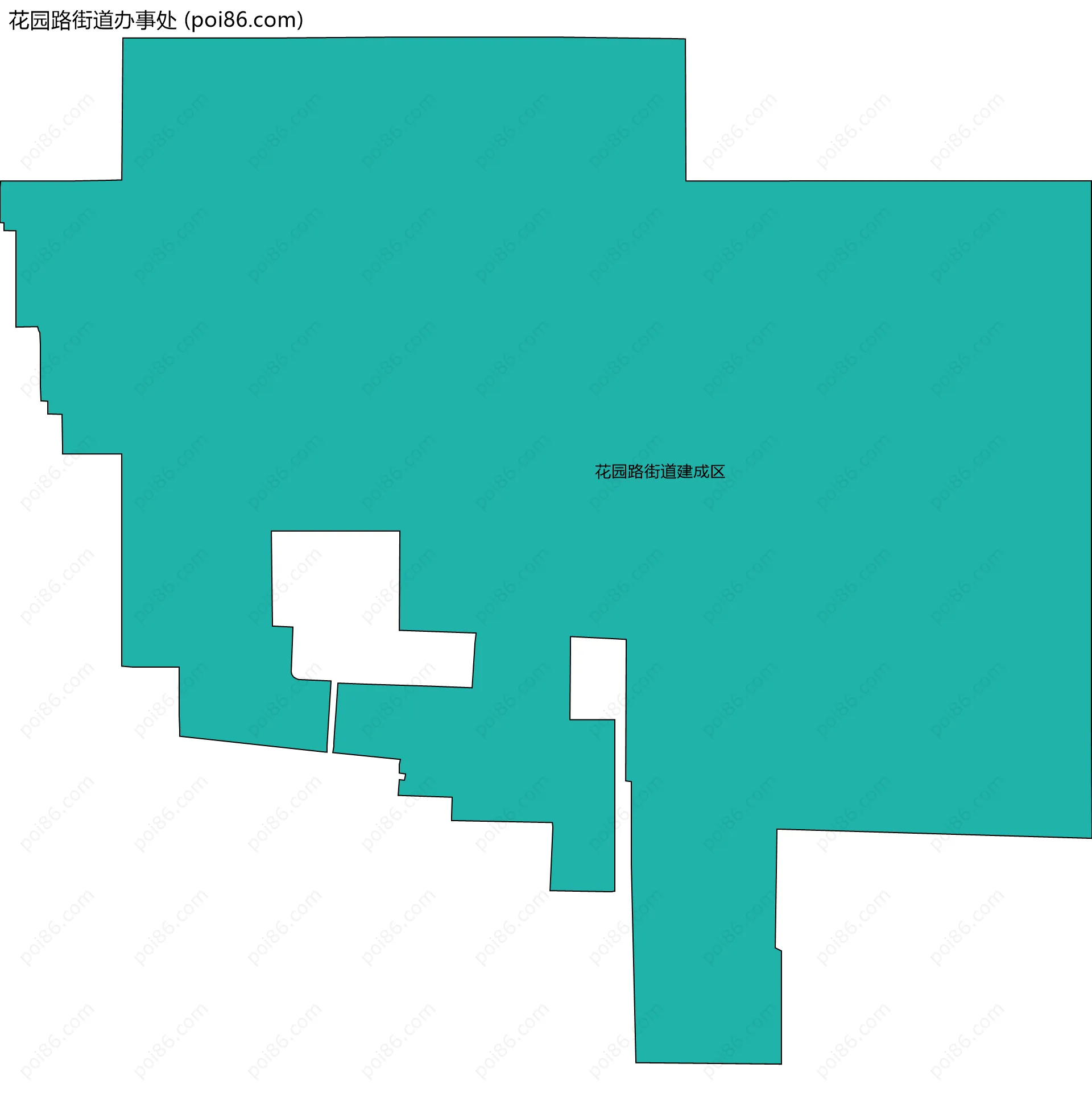 花园路街道办事处边界地图(五级行政区划)