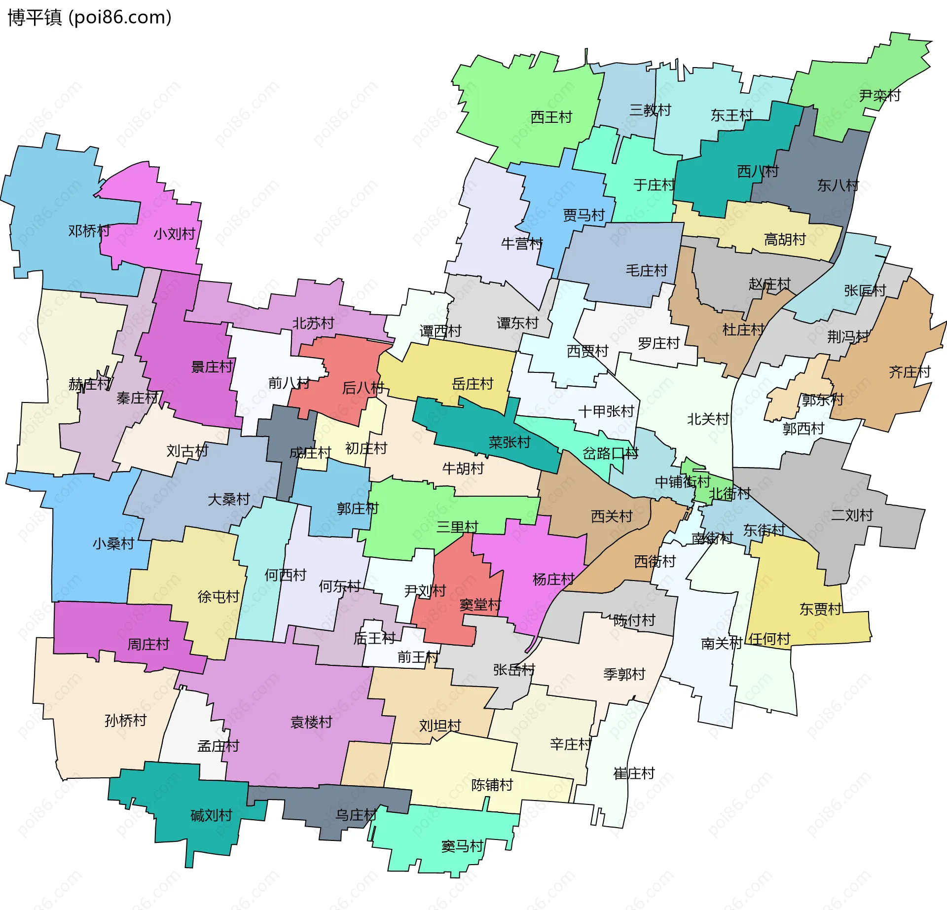 博平镇边界地图(五级行政区划)