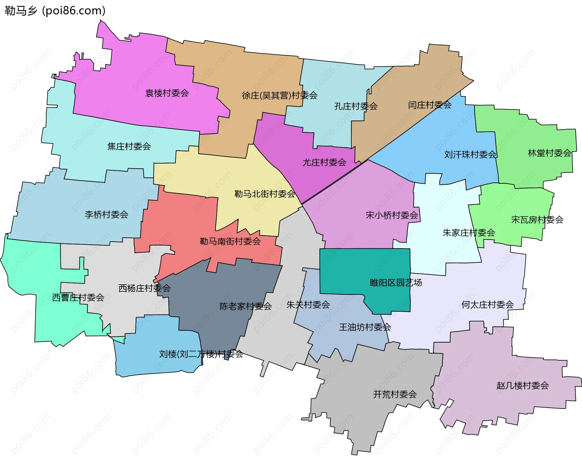 勒马乡边界地图(五级行政区划)