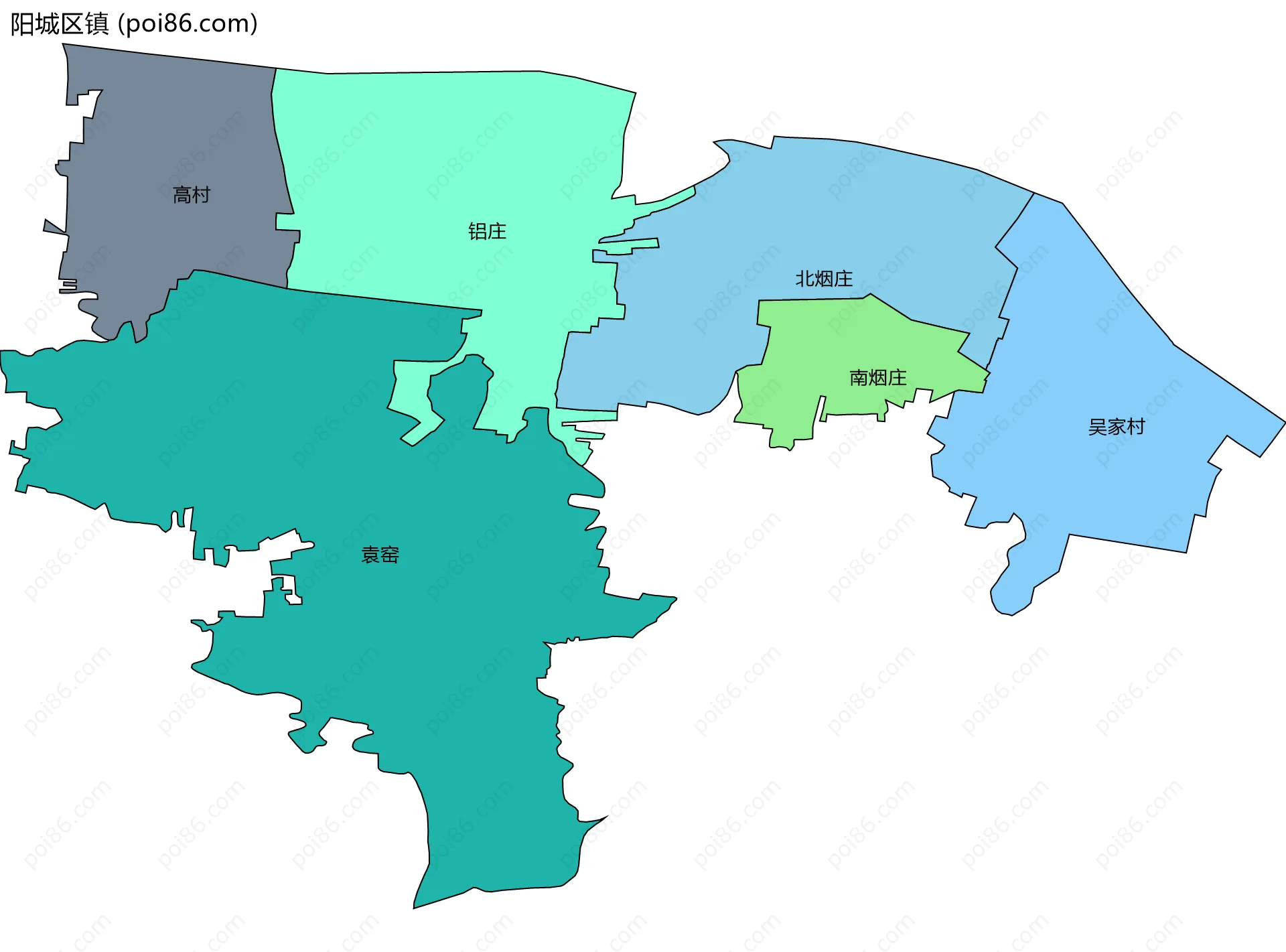 阳城区镇边界地图(五级行政区划)