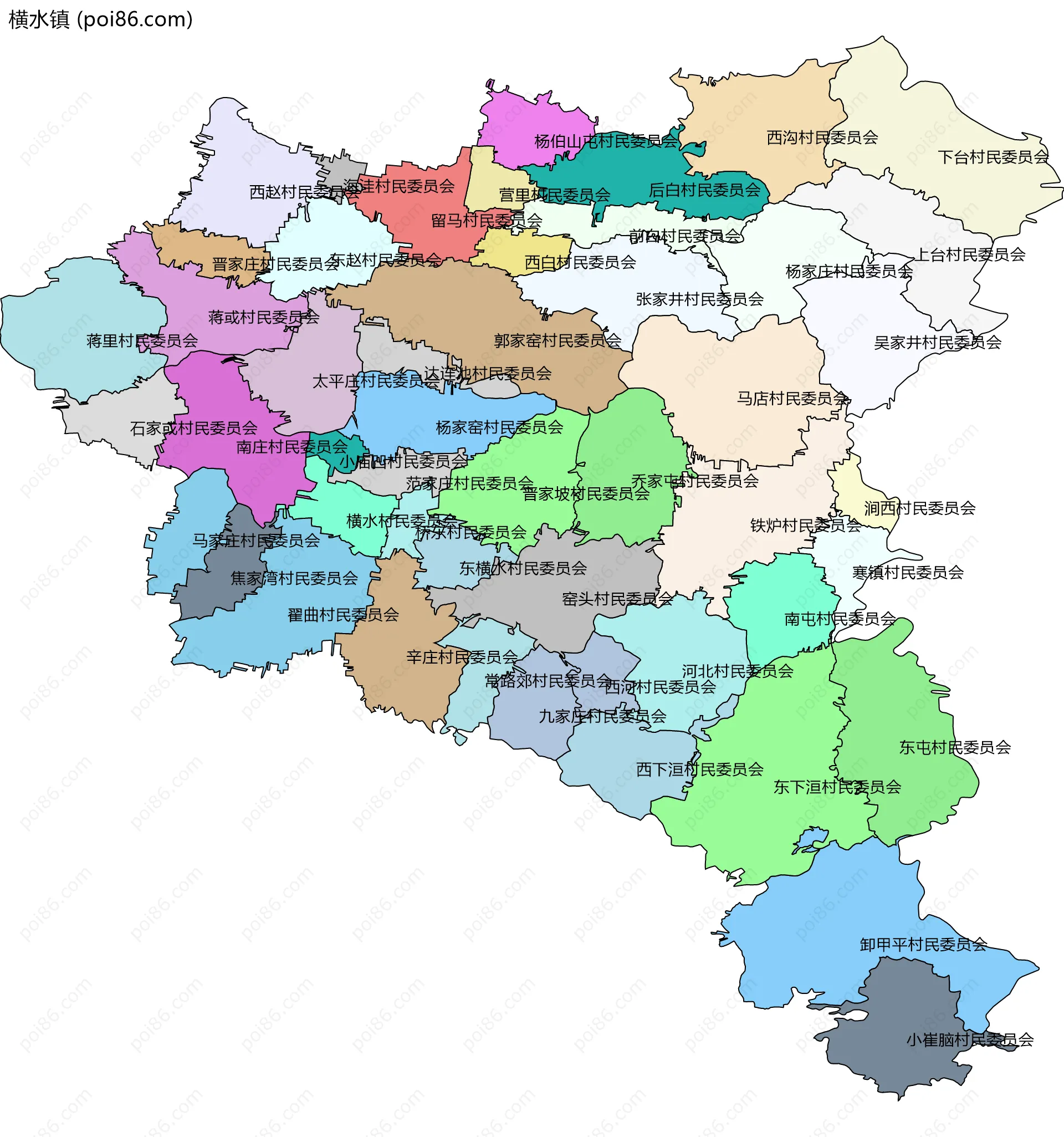 横水镇边界地图(五级行政区划)