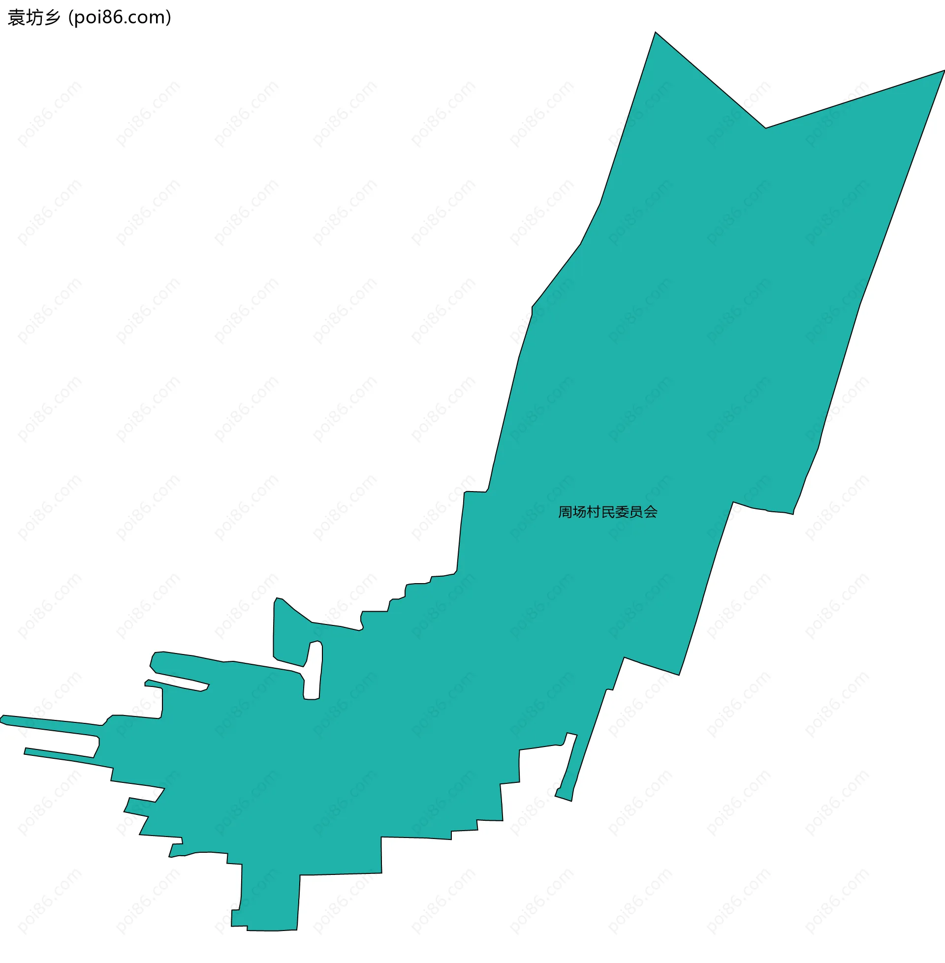 袁坊乡边界地图(五级行政区划)