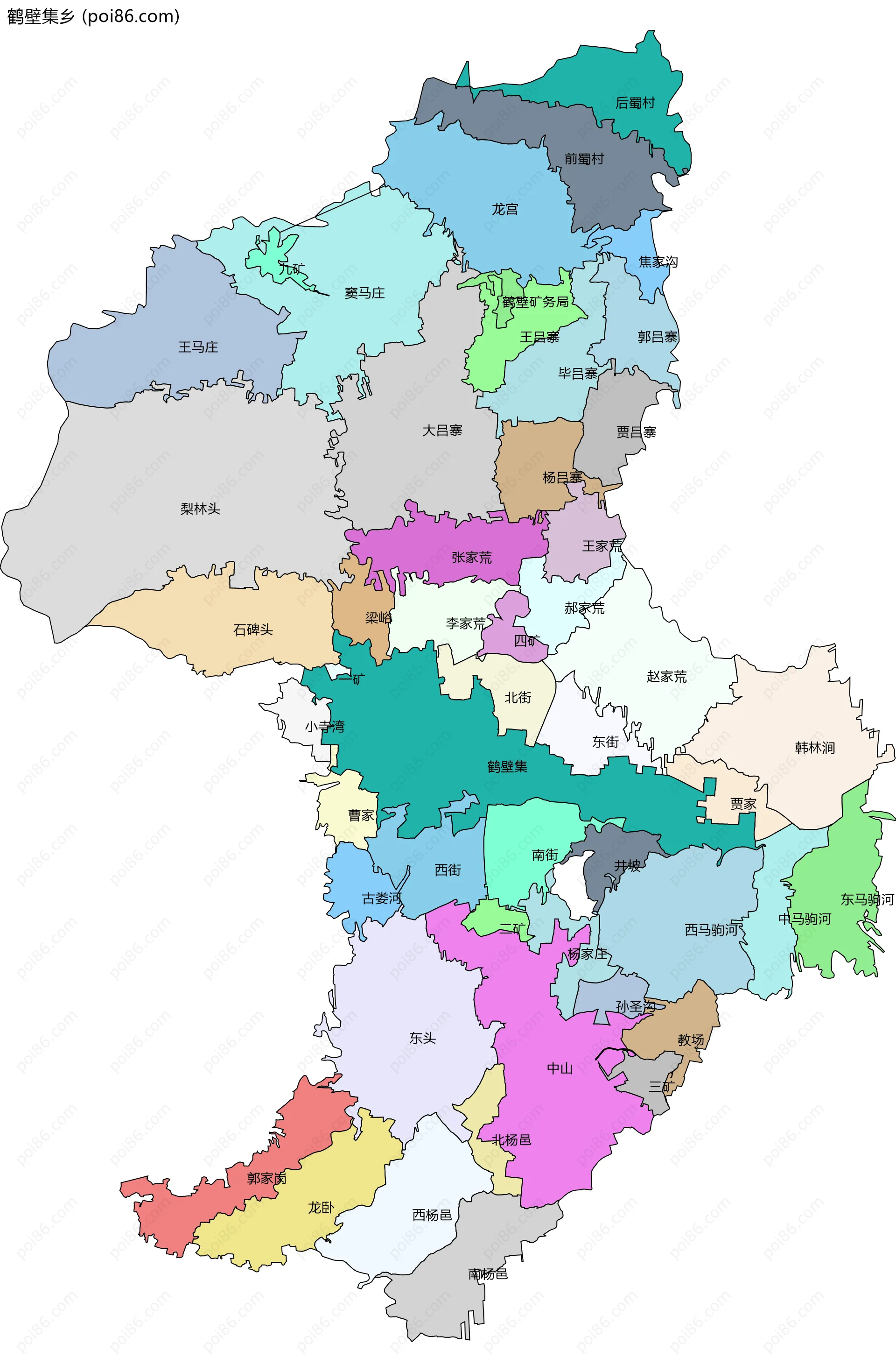 鹤壁集乡边界地图(五级行政区划)
