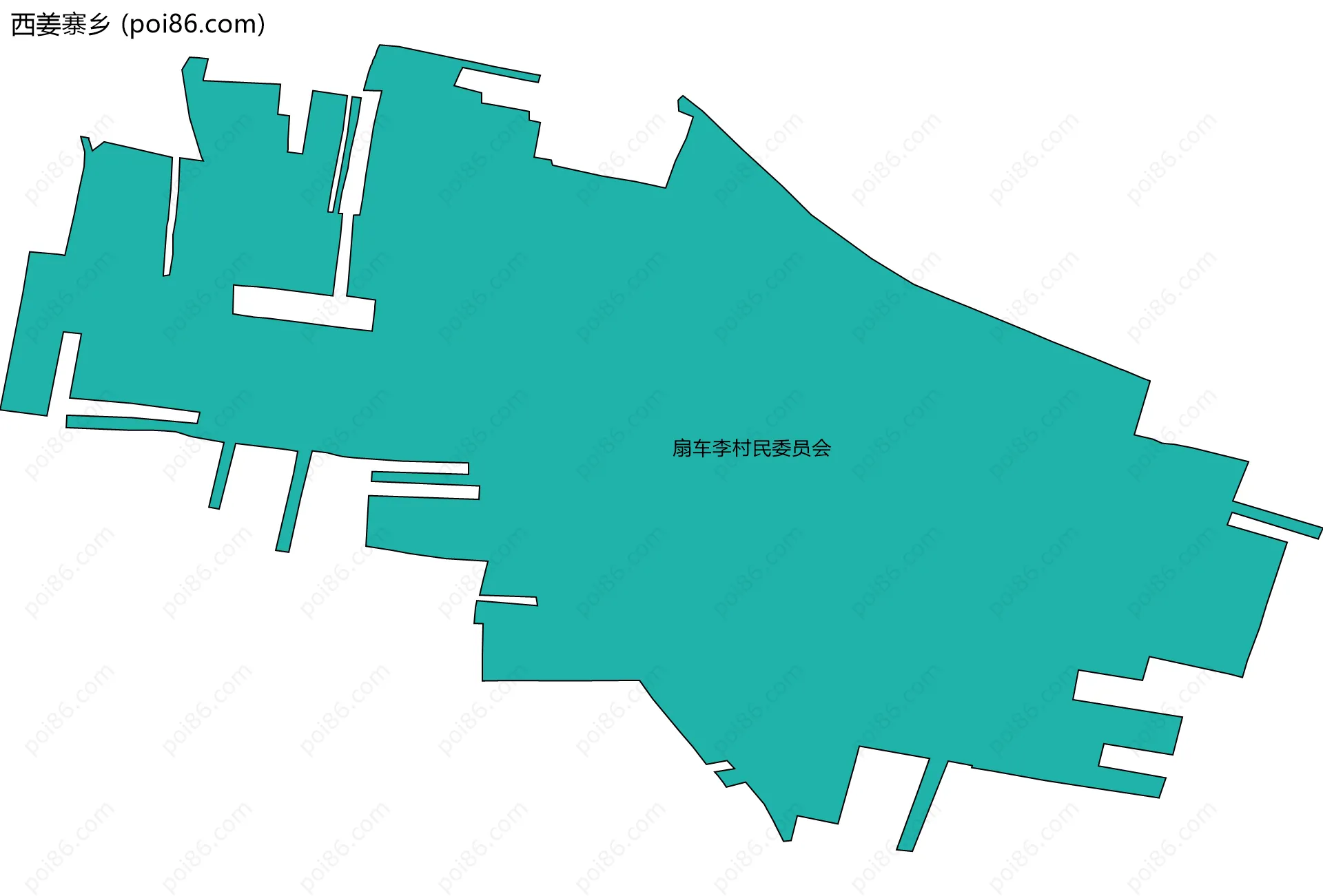西姜寨乡边界地图(五级行政区划)