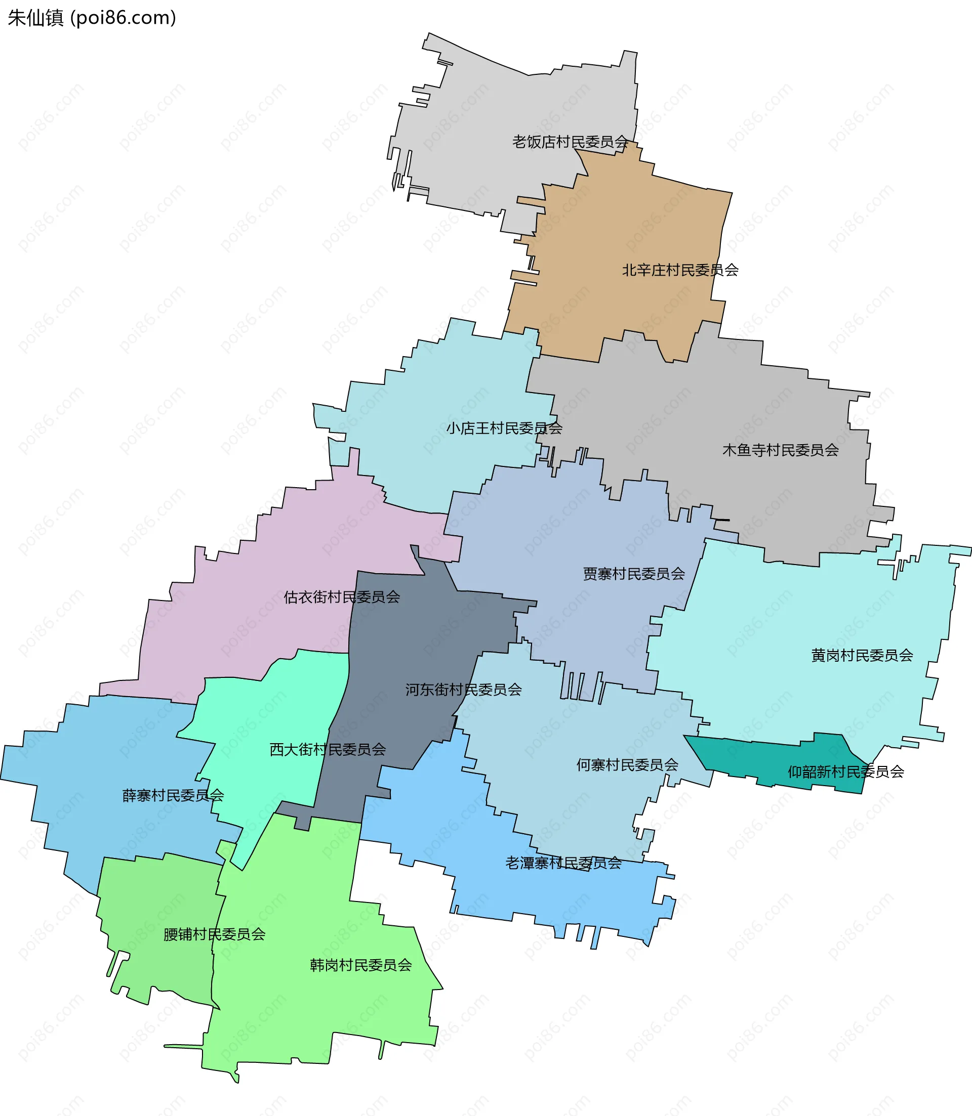 朱仙镇边界地图(五级行政区划)