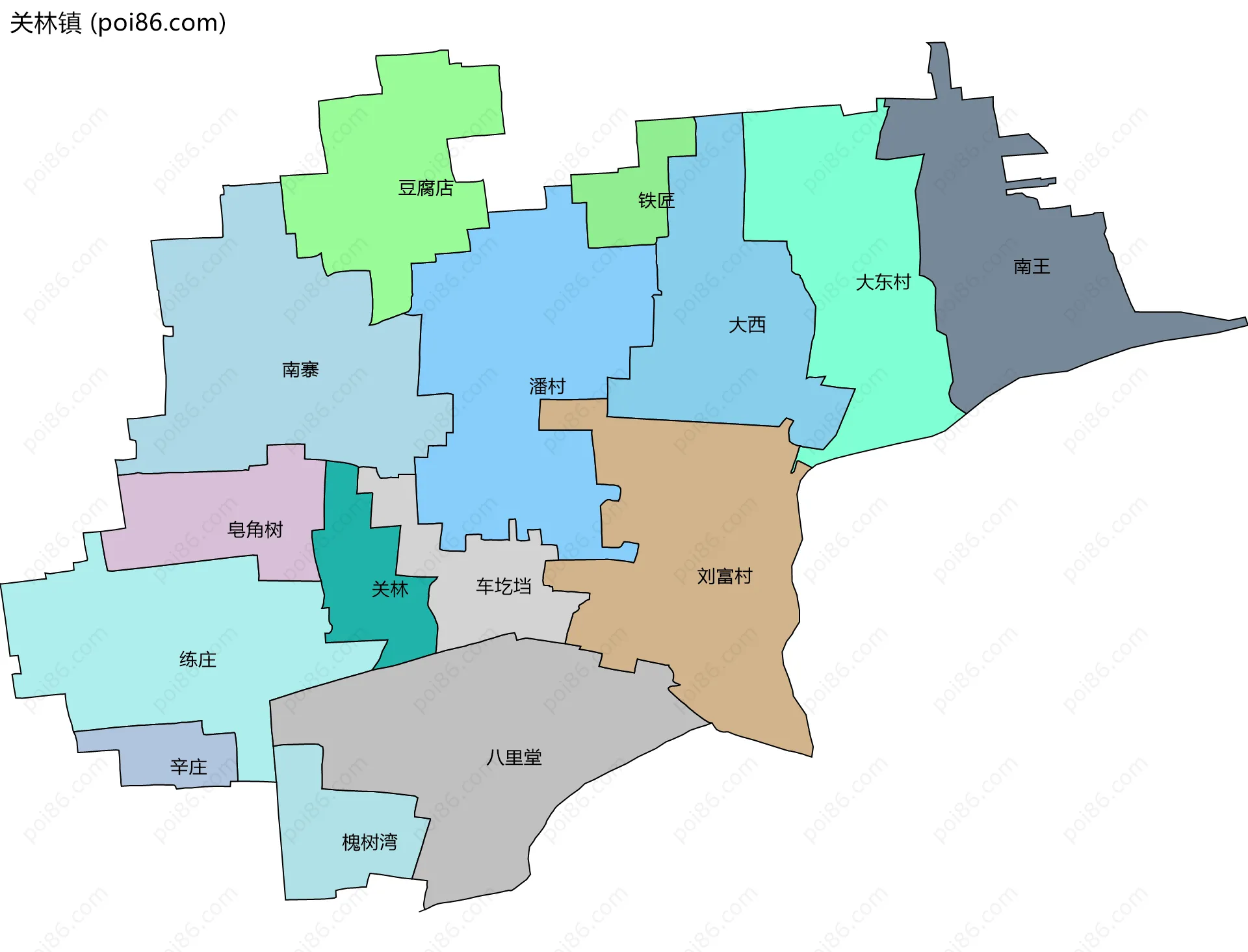 关林镇边界地图(五级行政区划)