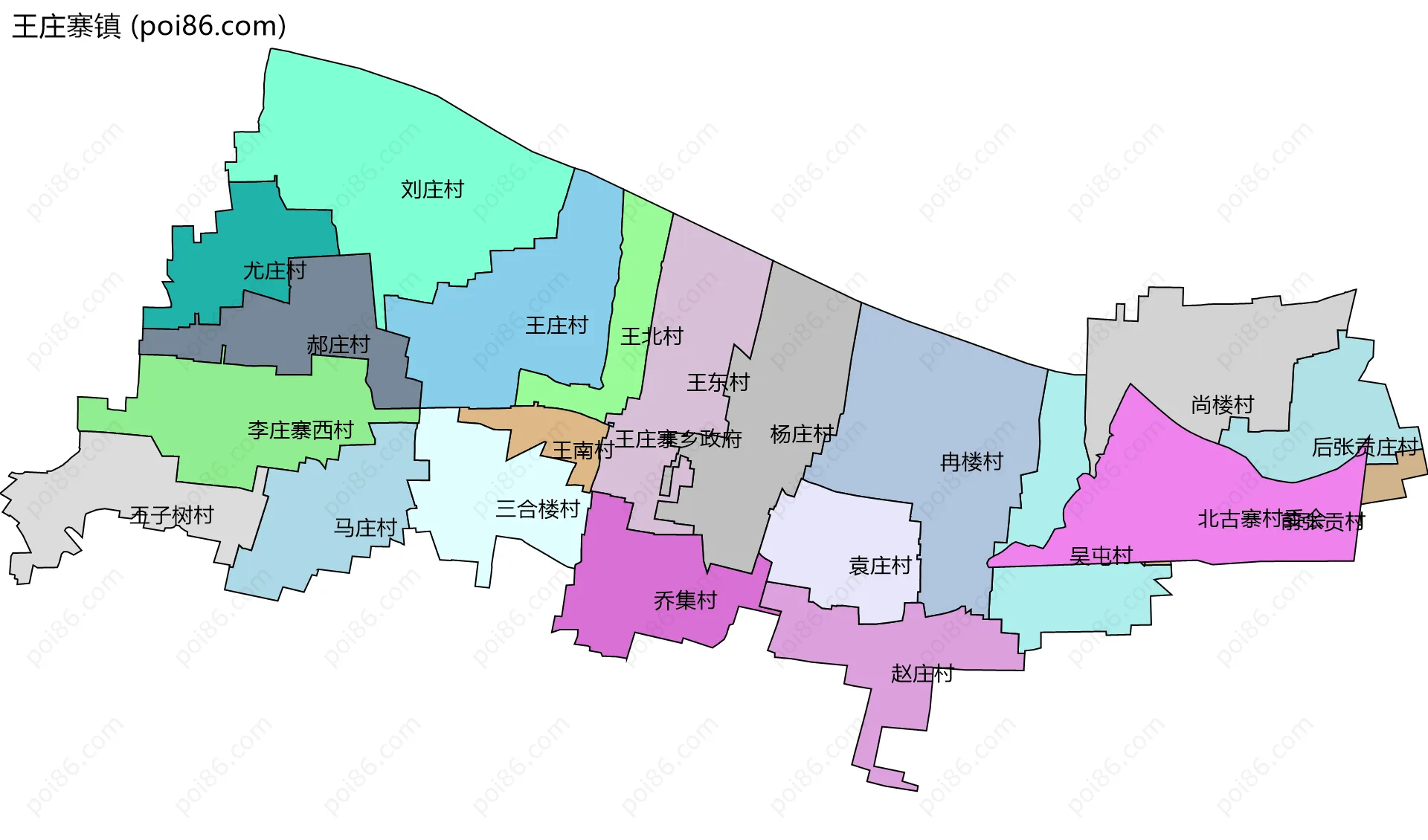 王庄寨镇边界地图(五级行政区划)