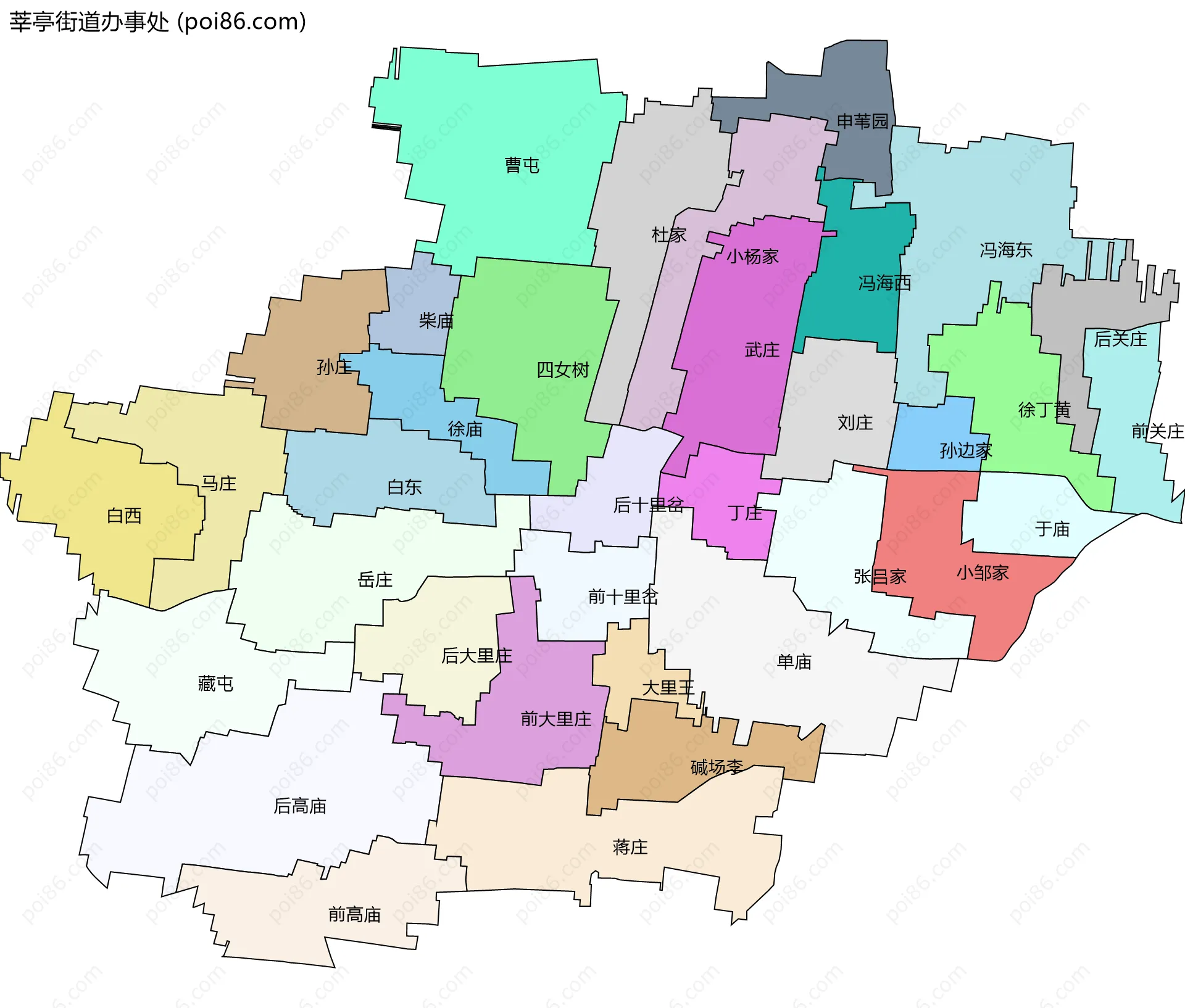 莘亭街道办事处边界地图(五级行政区划)