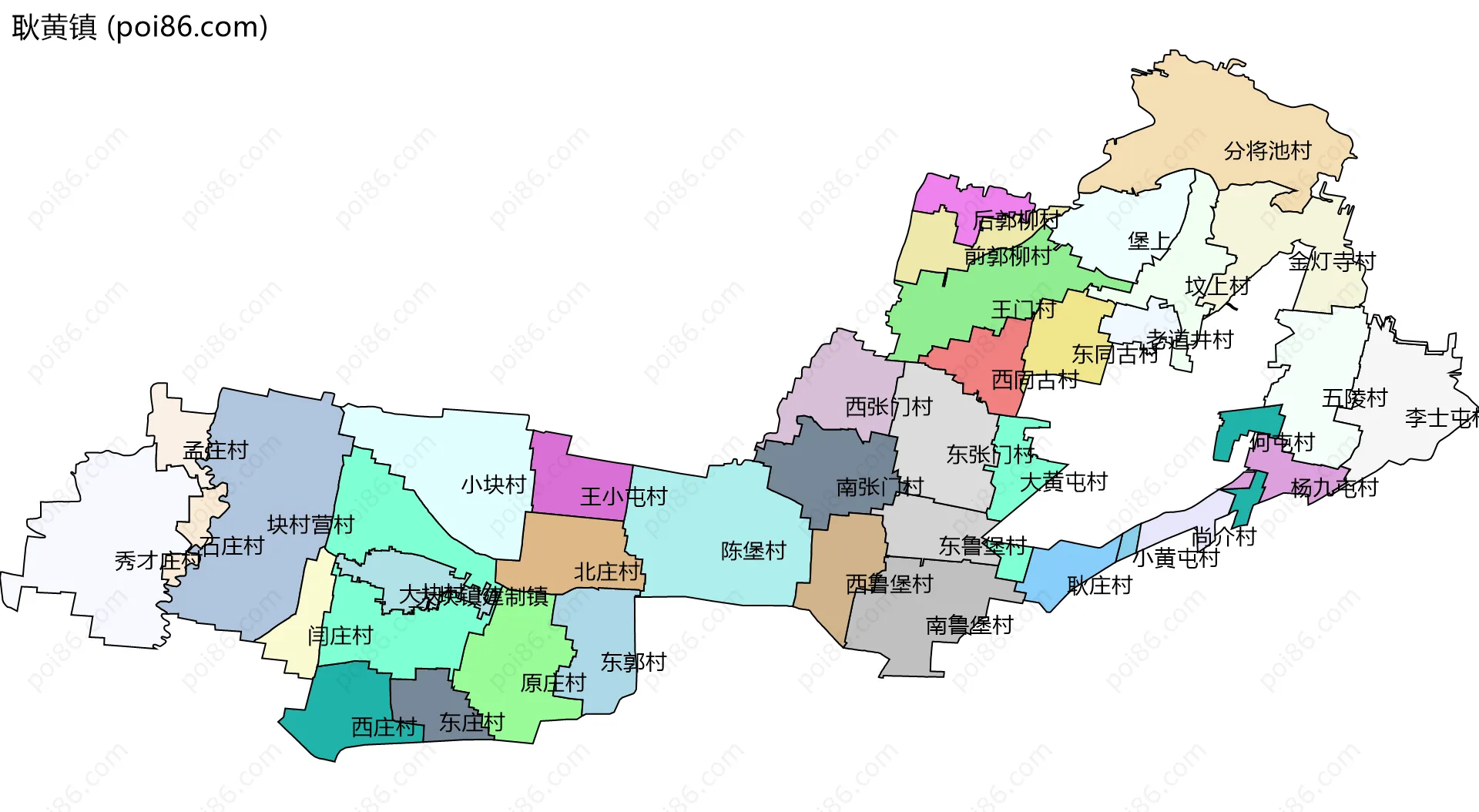 耿黄镇边界地图(五级行政区划)