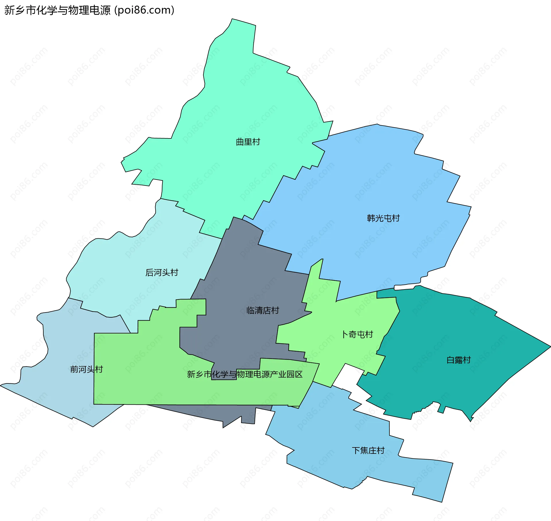 新乡市化学与物理电源边界地图(五级行政区划)
