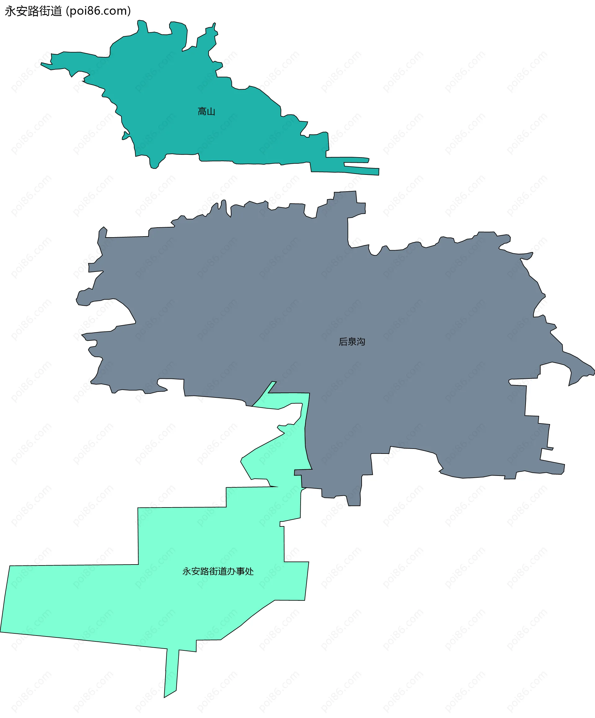 永安路街道边界地图(五级行政区划)