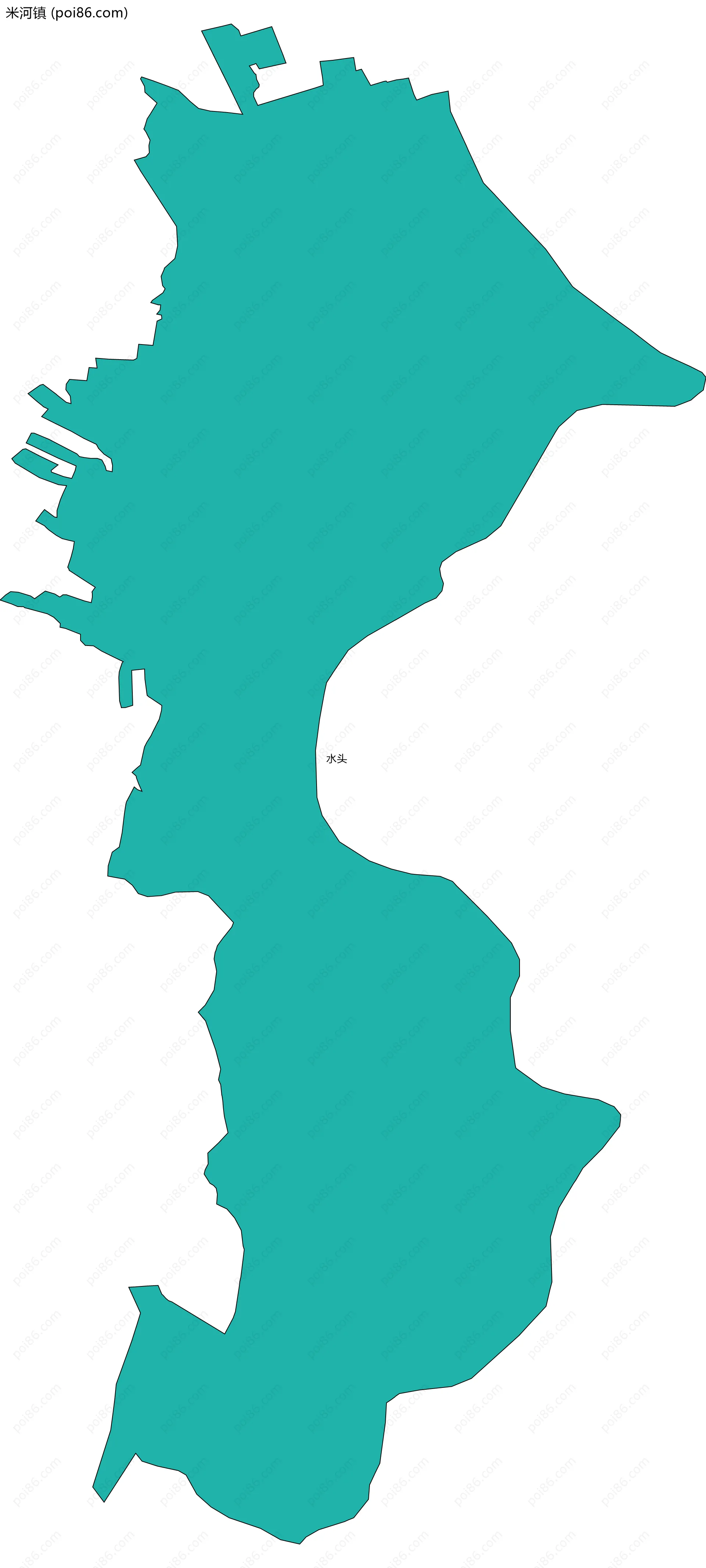 米河镇边界地图(五级行政区划)