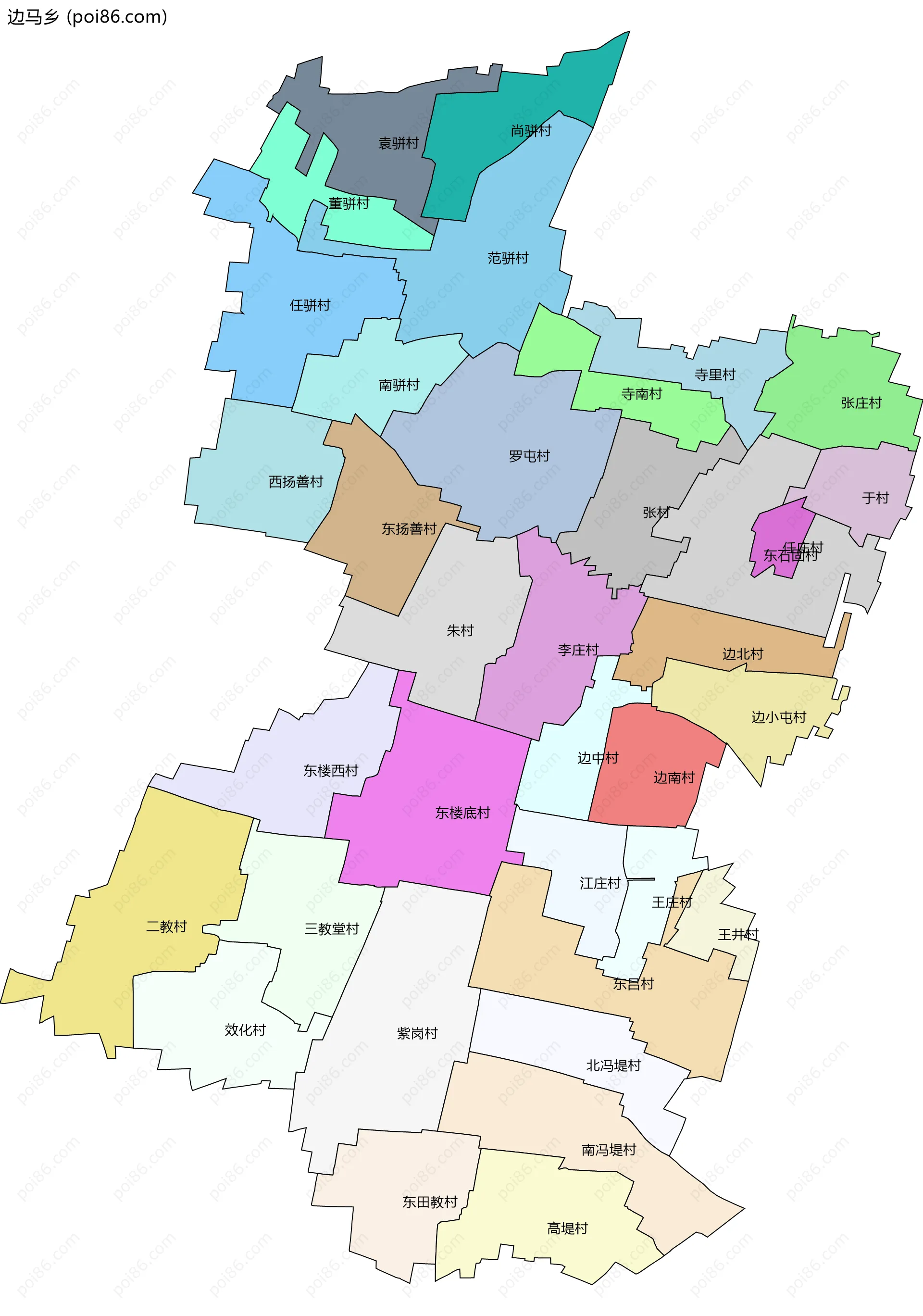 边马乡边界地图(五级行政区划)