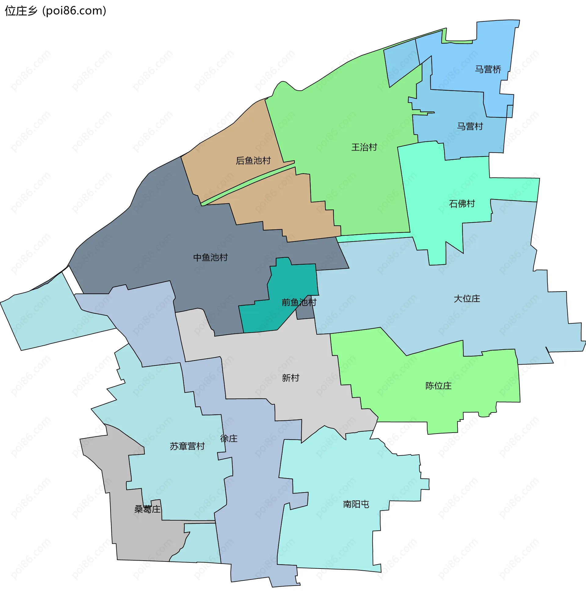 位庄乡边界地图(五级行政区划)