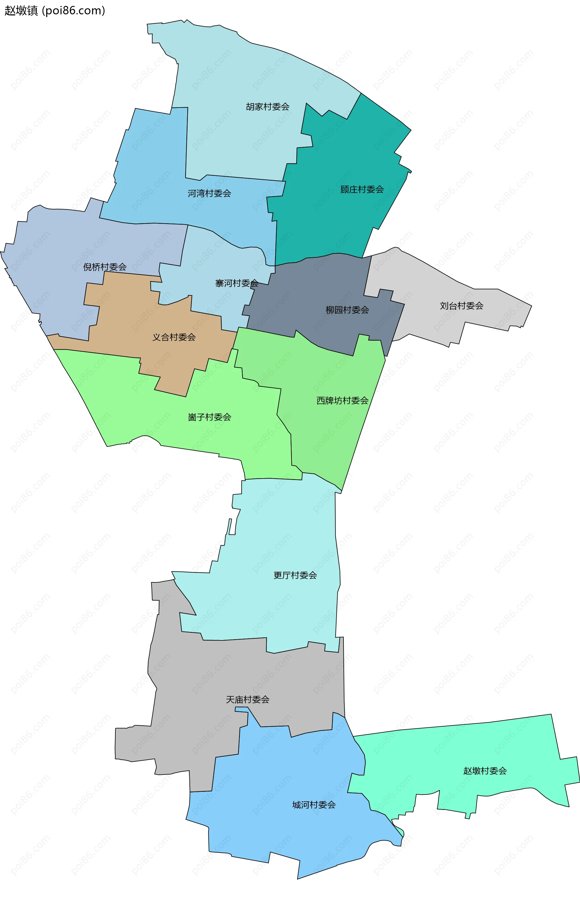 赵墩镇边界地图(五级行政区划)