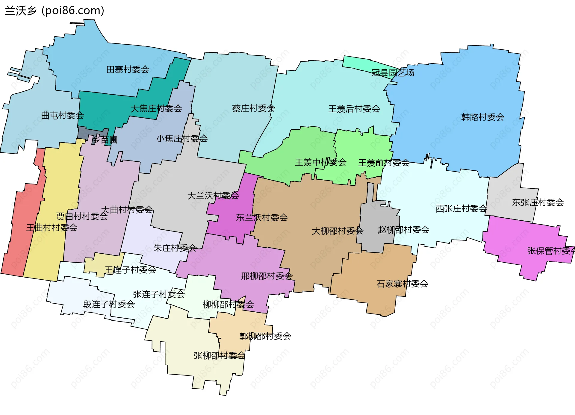 兰沃乡边界地图(五级行政区划)