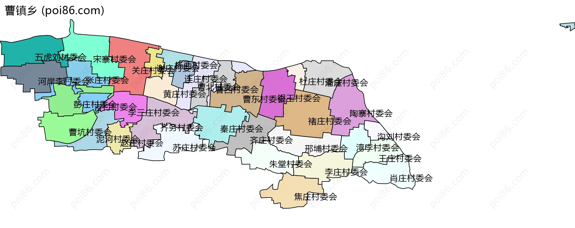 曹镇乡边界地图(五级行政区划)