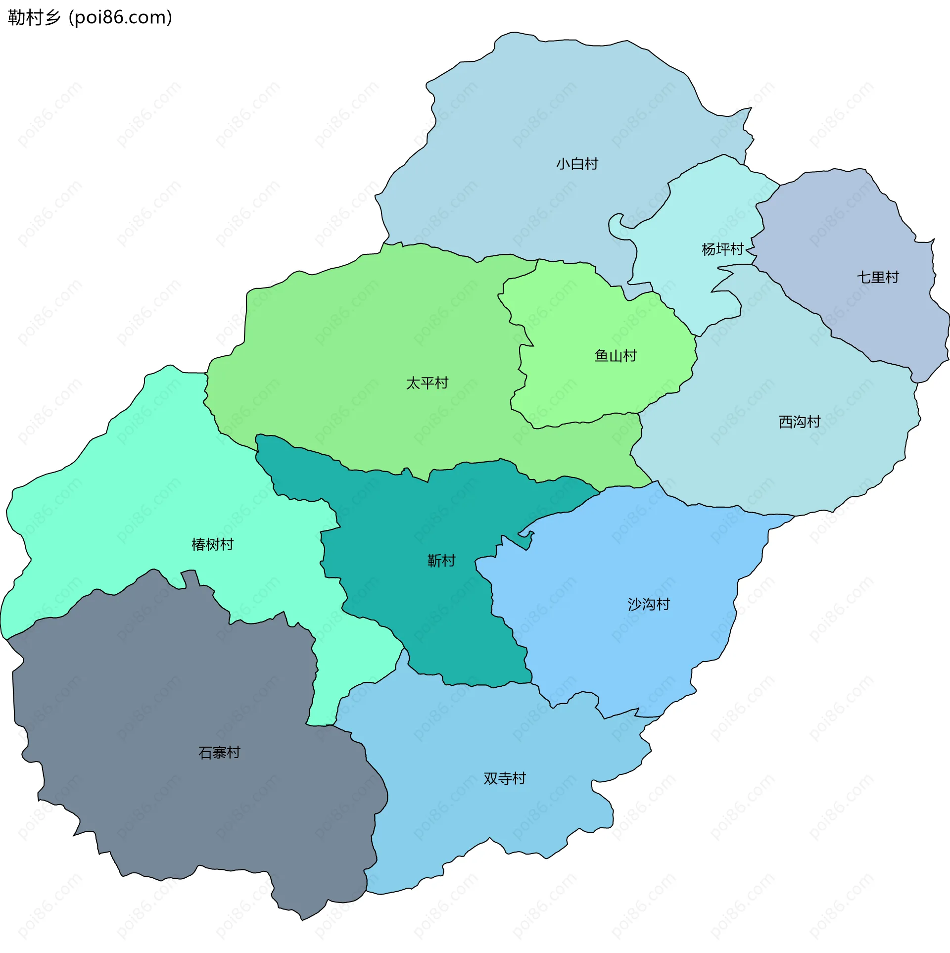 勒村乡边界地图(五级行政区划)