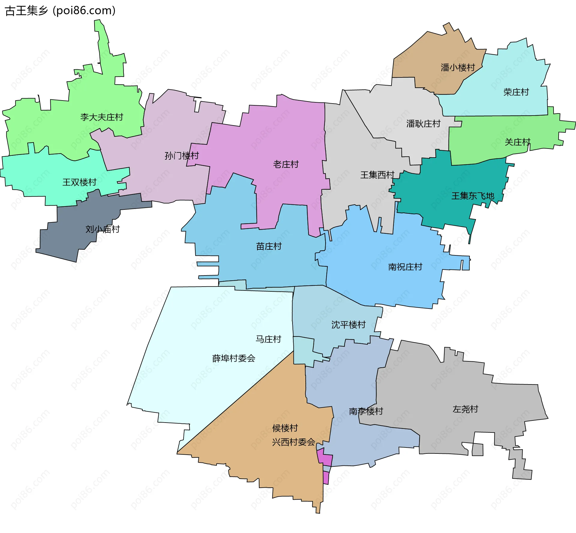 古王集乡边界地图(五级行政区划)