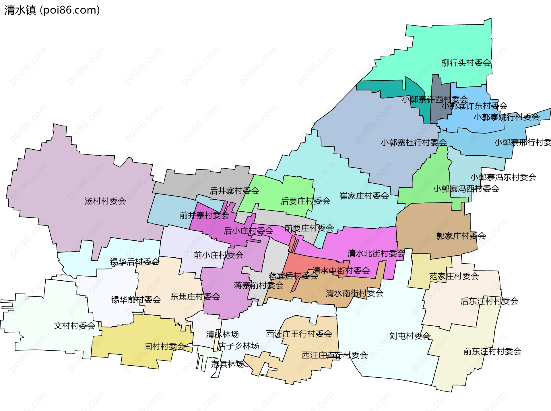 清水镇边界地图(五级行政区划)